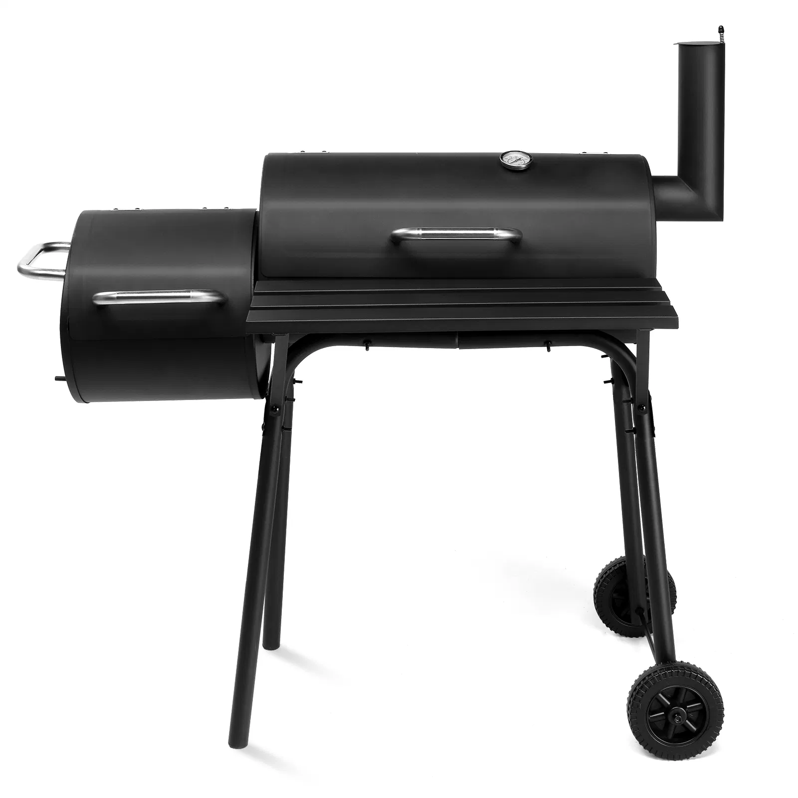 Barrel Charcoal Grill with Offset Smoker, All Metal Outdoor Smoker with Side Table and Wheels for Outdoor Garden Patio and Backyard Cooking photo 3