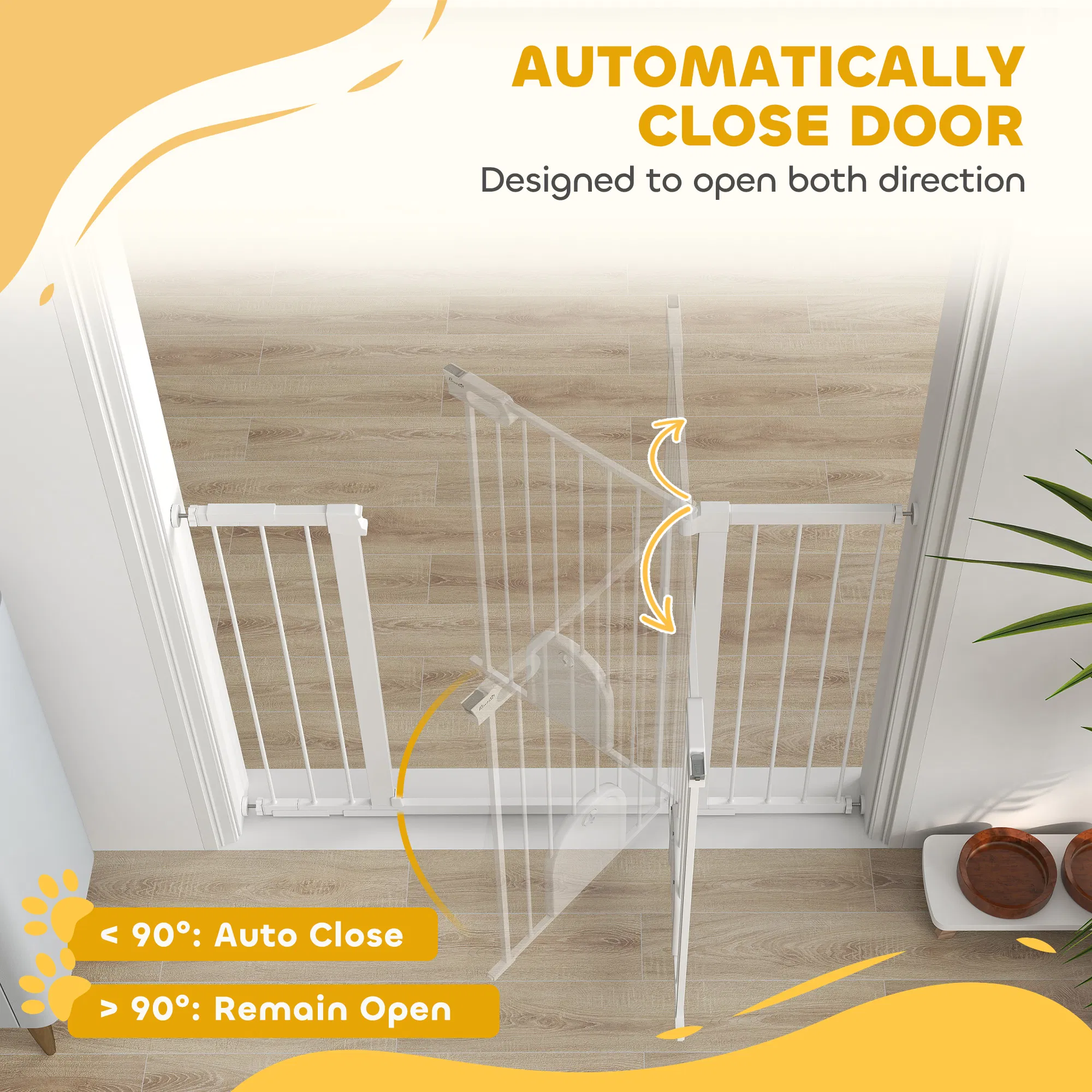30"-52" Extra Wide Pet Gate Barrier with Small Door, 35"H Dog Gate with Safety Gate Barrier, Stair Pressure Fit, Black photo 2