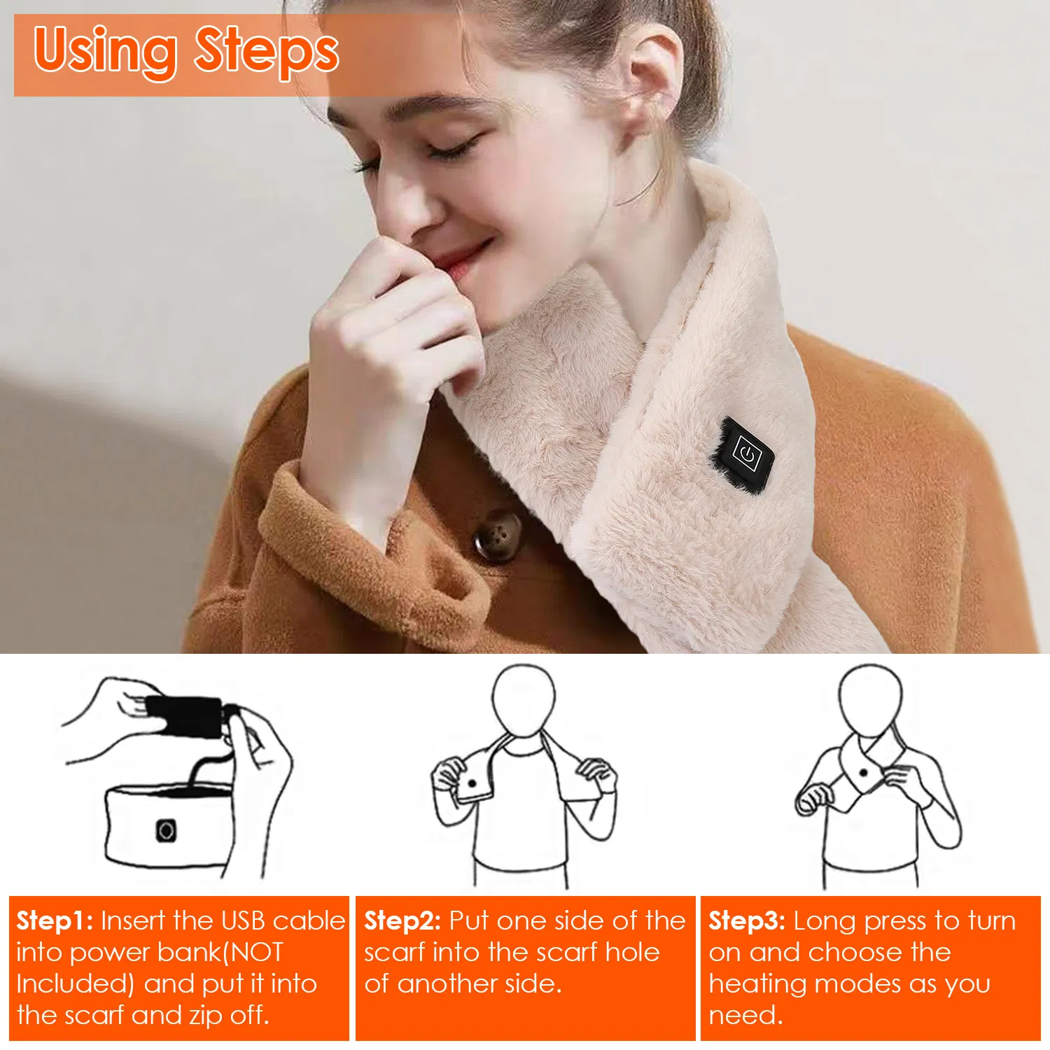 Electric Heated Scarf USB Heating Neck Wrap Unisex Winter Heated Neck Shawl photo 3