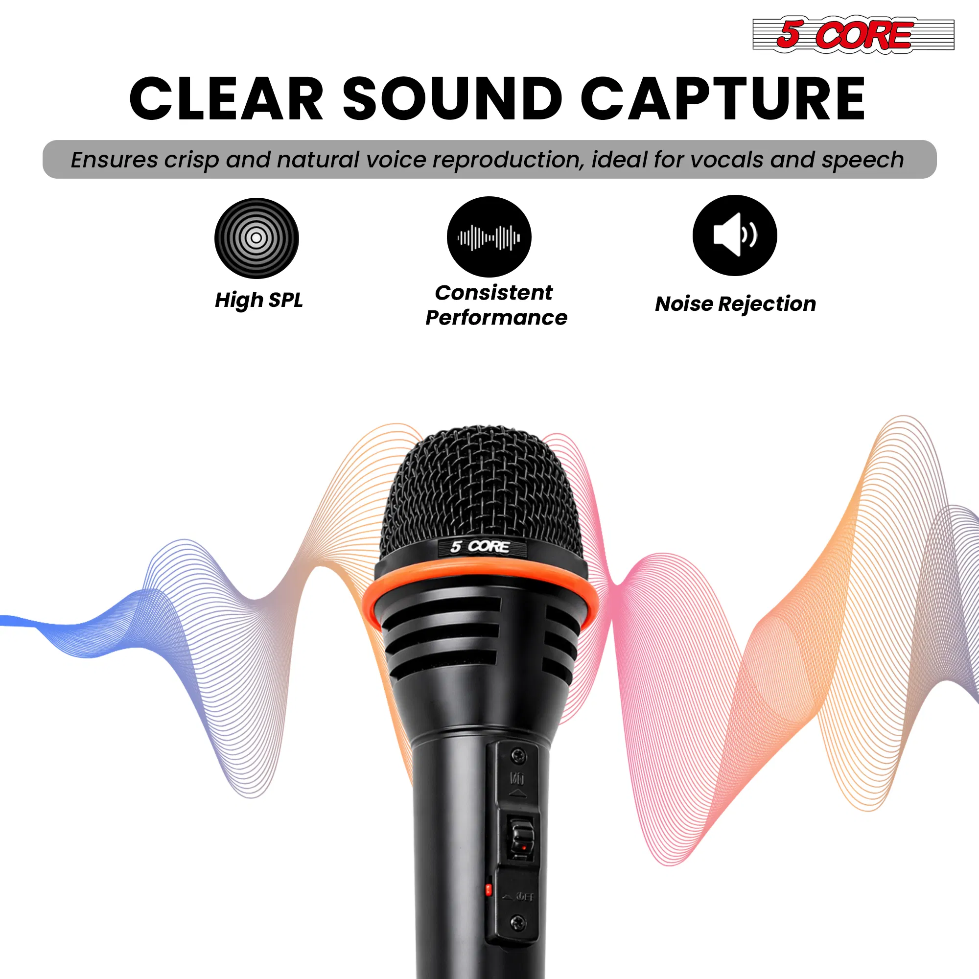 5Core Microphone Dynamic Mic Karaoke Singing Studio XLR Mics Handheld Microfono photo 4