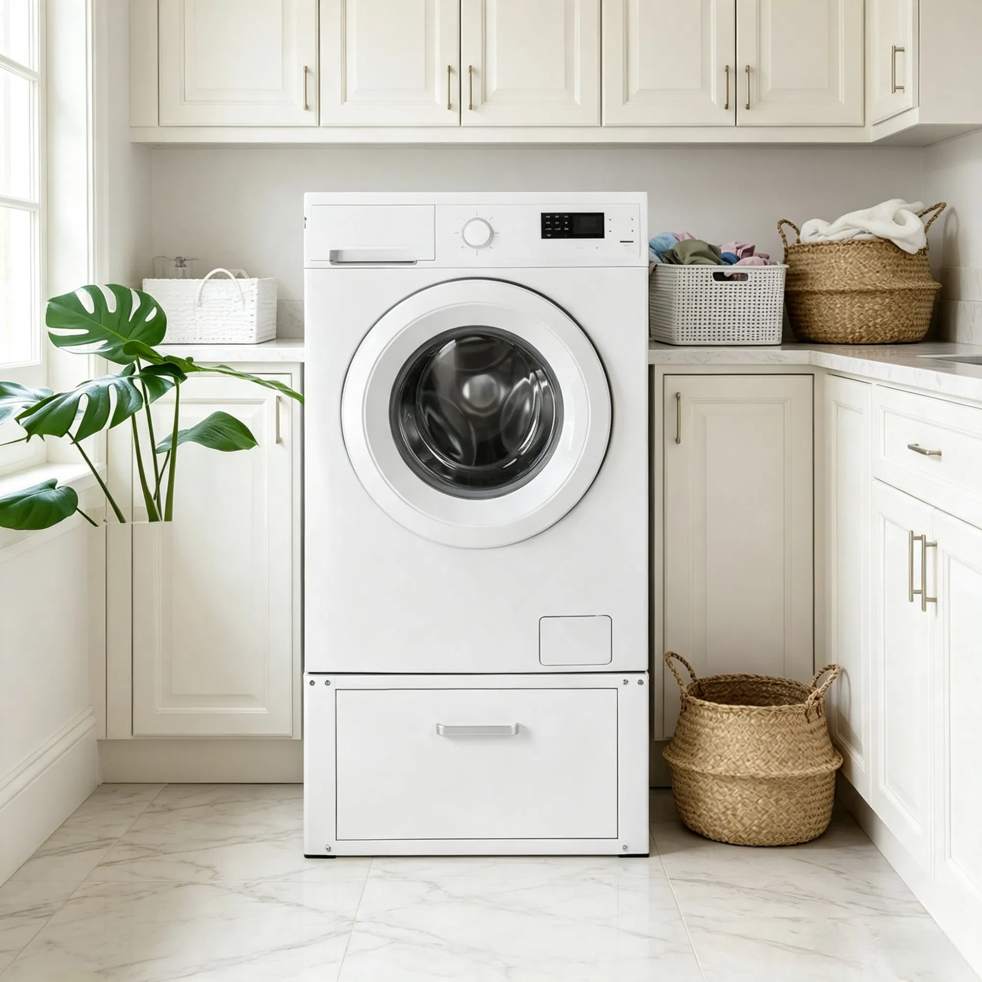 27" Wide Laundry Pedestal for Washer & Dryer, 14.4" Height 660 lbs Capacity Base Stand, Heavy Duty Universal Fit Platform with Drawer & Rich Accessories photo 6