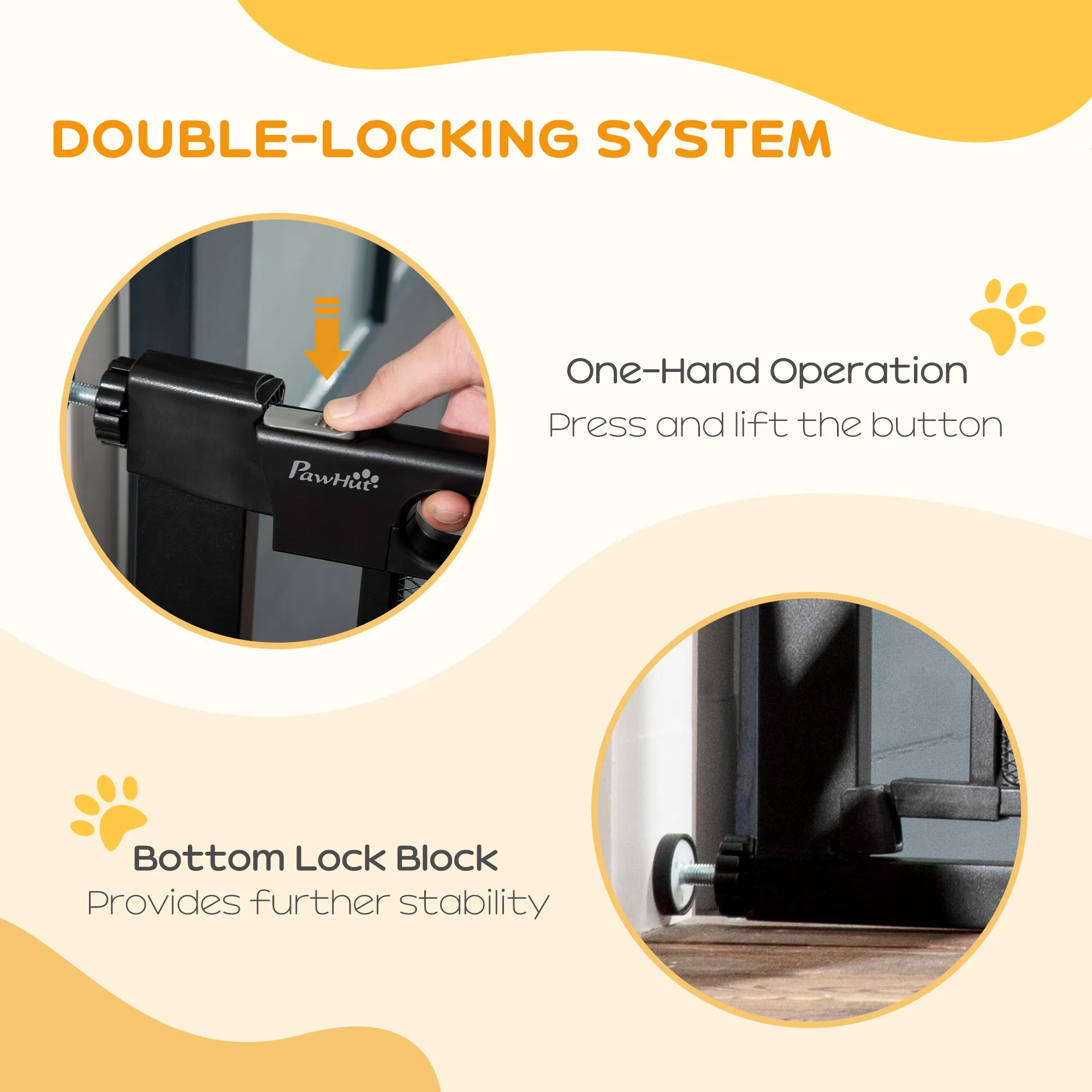 29.5"-40.6" Metal Pet Gate, Dog Gate with Auto Closing Door, Double Locking, for Doorways, Stairs, Hallways, Black photo 2