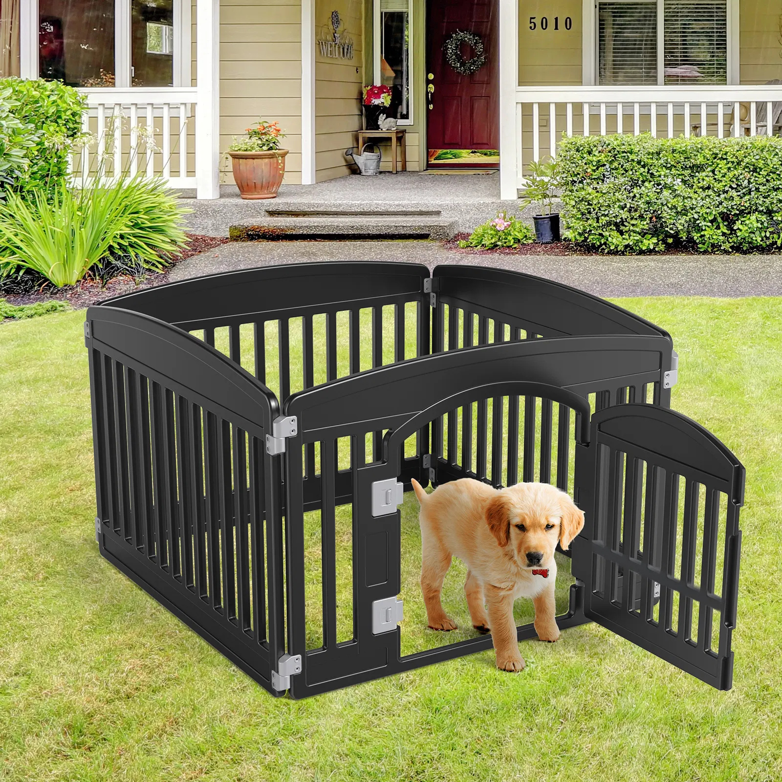 Dog Playpen Safe & Secure Indoor/Outdoor Pet Fence | Folding & Portable | Ideal for Small to Medium Dogs | Easy to Clean photo 7