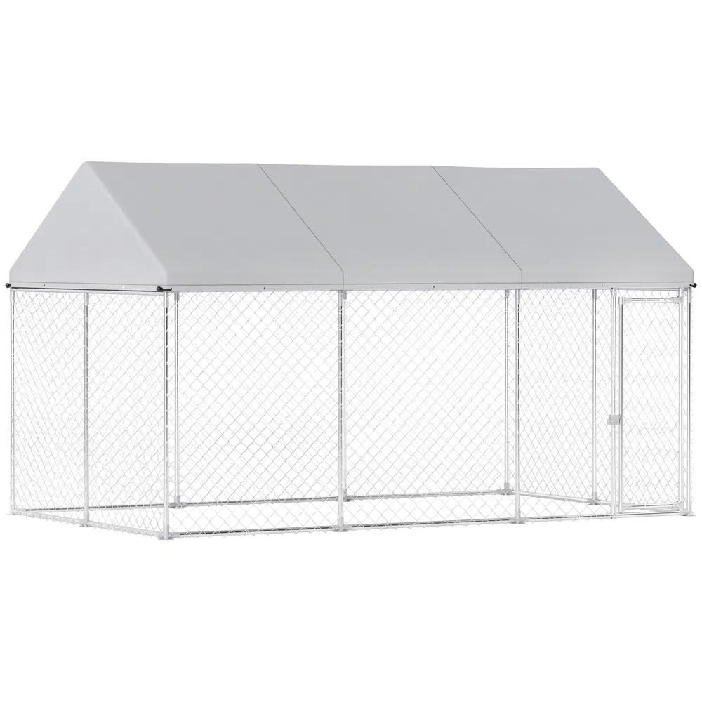 Galvanized Steel Outdoor Dog Kennel with Roof, Safety Lock, for Backyard, 13.1' x 7.5' x 7.8' photo 7