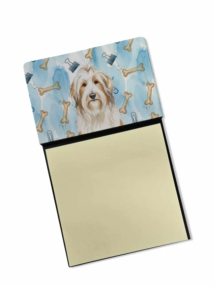White and Tan Bearded Collie Coworker Watercolor Sticky Note Holder Refillable Dispenser Desk Accessory 3x3 Pad Gift photo 8