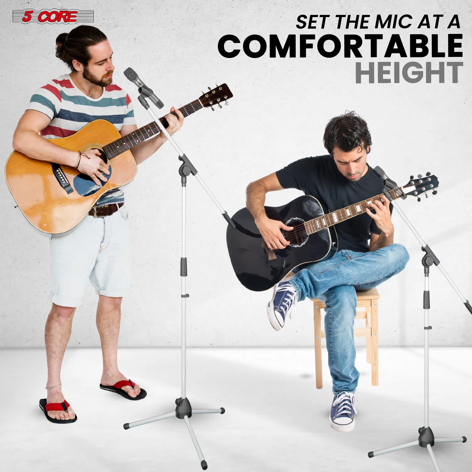 5 Core Tripod Mic Stand Floor 4Pcs Adjustable 18 to 72 Inches Sturdy Boom Arm Holder Microphone Stands Pedestal Para Microfono for Singing photo 3