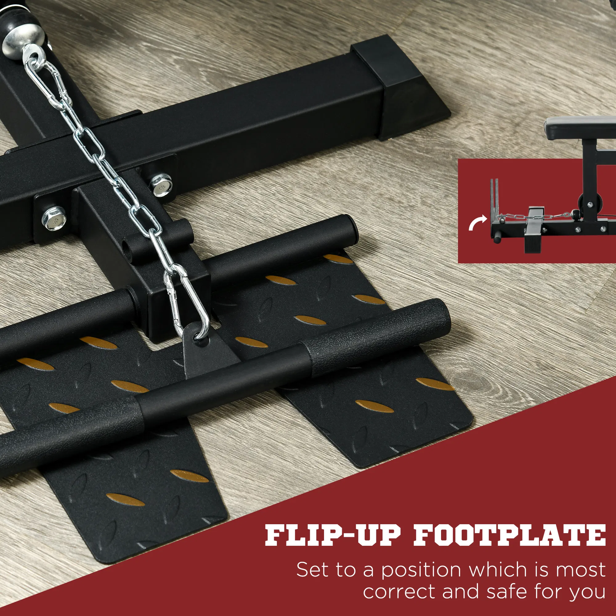 Lat Pull Down Machine, High / Low Pulley Machine with Adjustable Seat and Flip-Up Footplate, Black photo 6