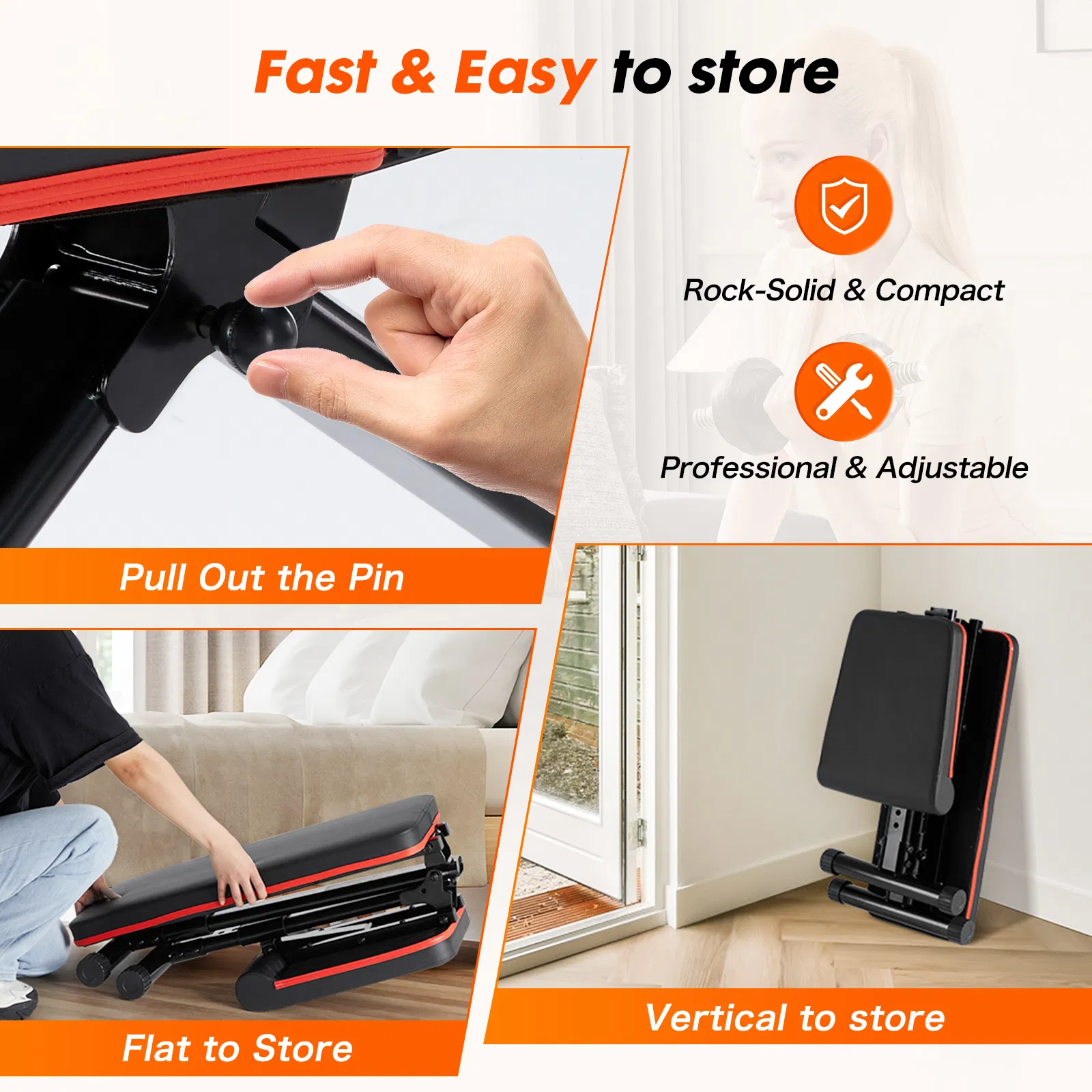 Weight Bench Adjustable Workout Bench for Home Gym, Foldable Bench Press for Full Body Exercise and Strength Training
Weight Bench Adjustable Workout Bench for Home Gym, Foldable Bench Press for Full photo 4