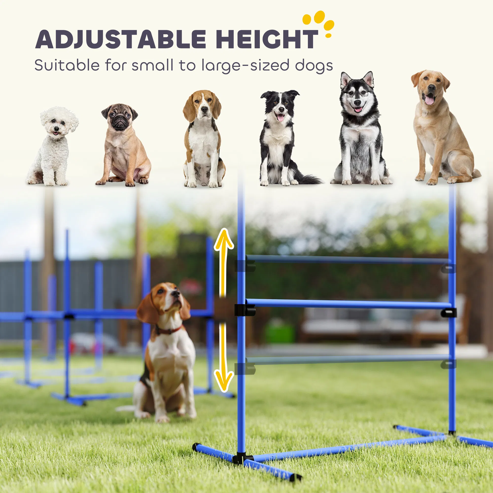 Set of 6 Dog Agility Training Equipment Adjustable Jump Bar Pet Exercise Kit with Carrying Bag (Blue) photo 3