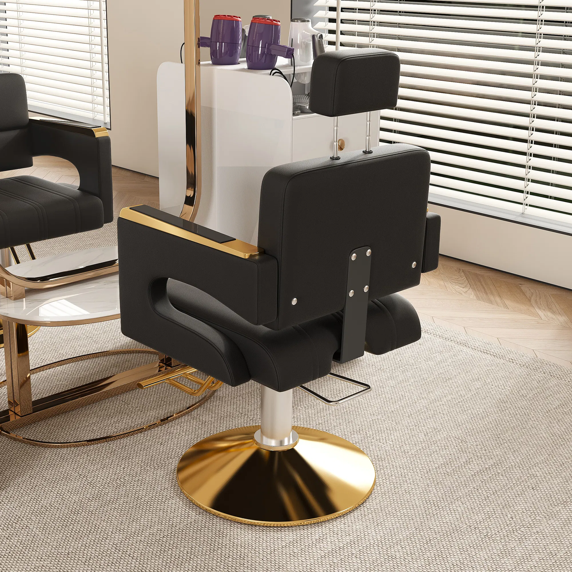 Professional Hydraulic Barber Chair - 360° Swivel with Adjustable Height, Stainless Steel Armrests & Reclining Backrest for Salon & Barber Shop photo 2