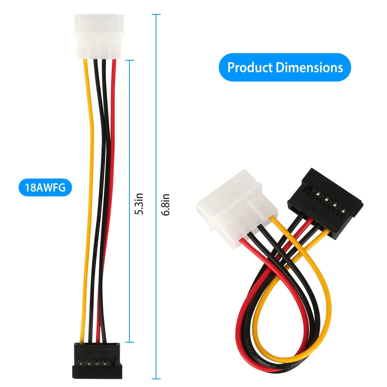 2 Packs 4 Pin Male To 15Pin Female Data Cable Adapter photo 6
