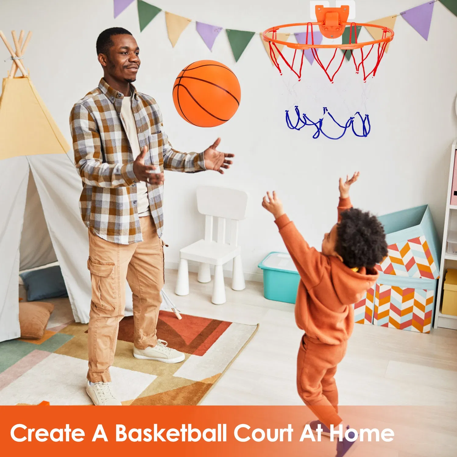 Silent Basketball with Ball Hoop Foam Bouncing Silent Basketball Uncoated High Density Foam Ball Indoor Low Noise Training Ball photo 2