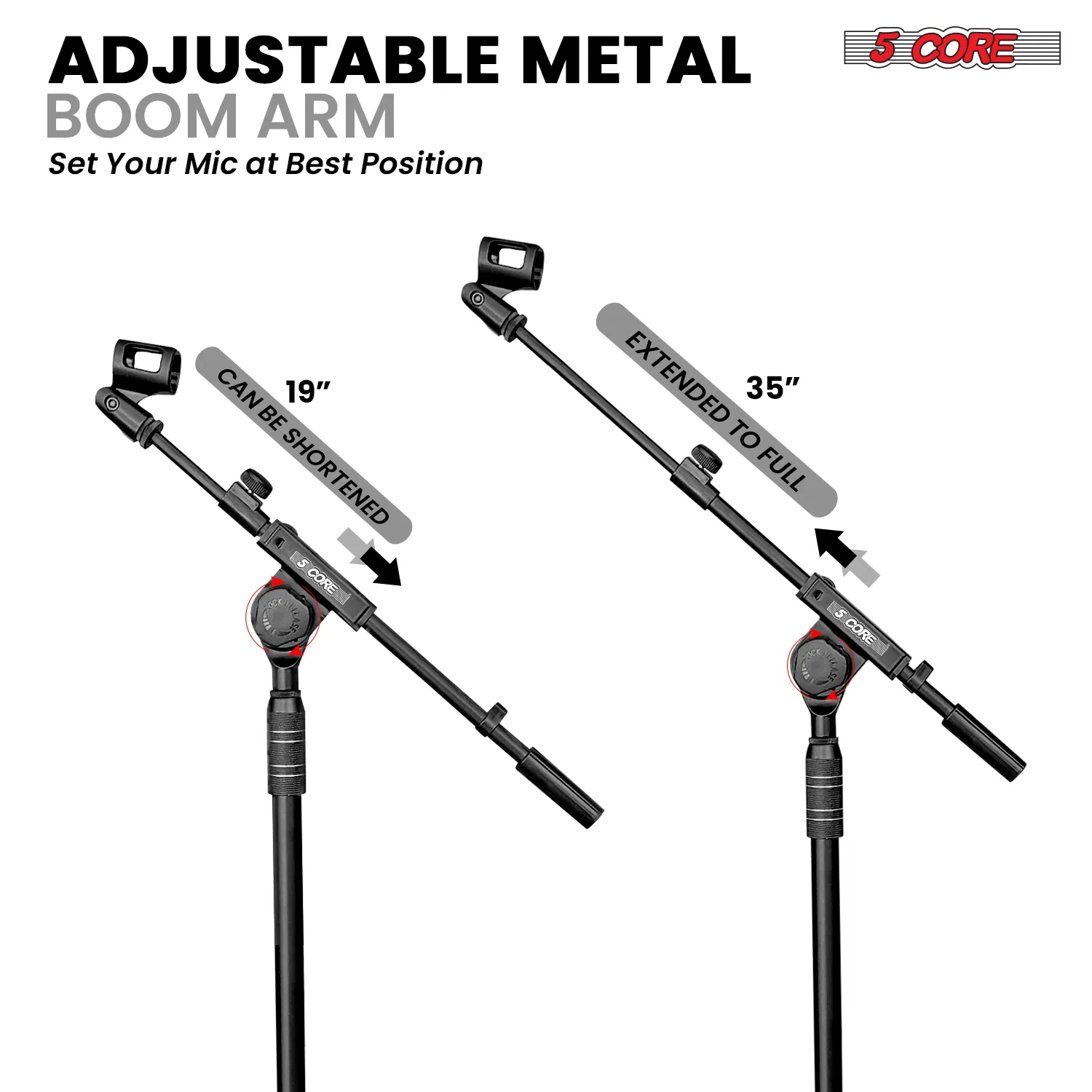 5Core Microphone Stand 1PC/2Pcs Floor Adjustable 82" w Telescoping Boom Arm photo 6
