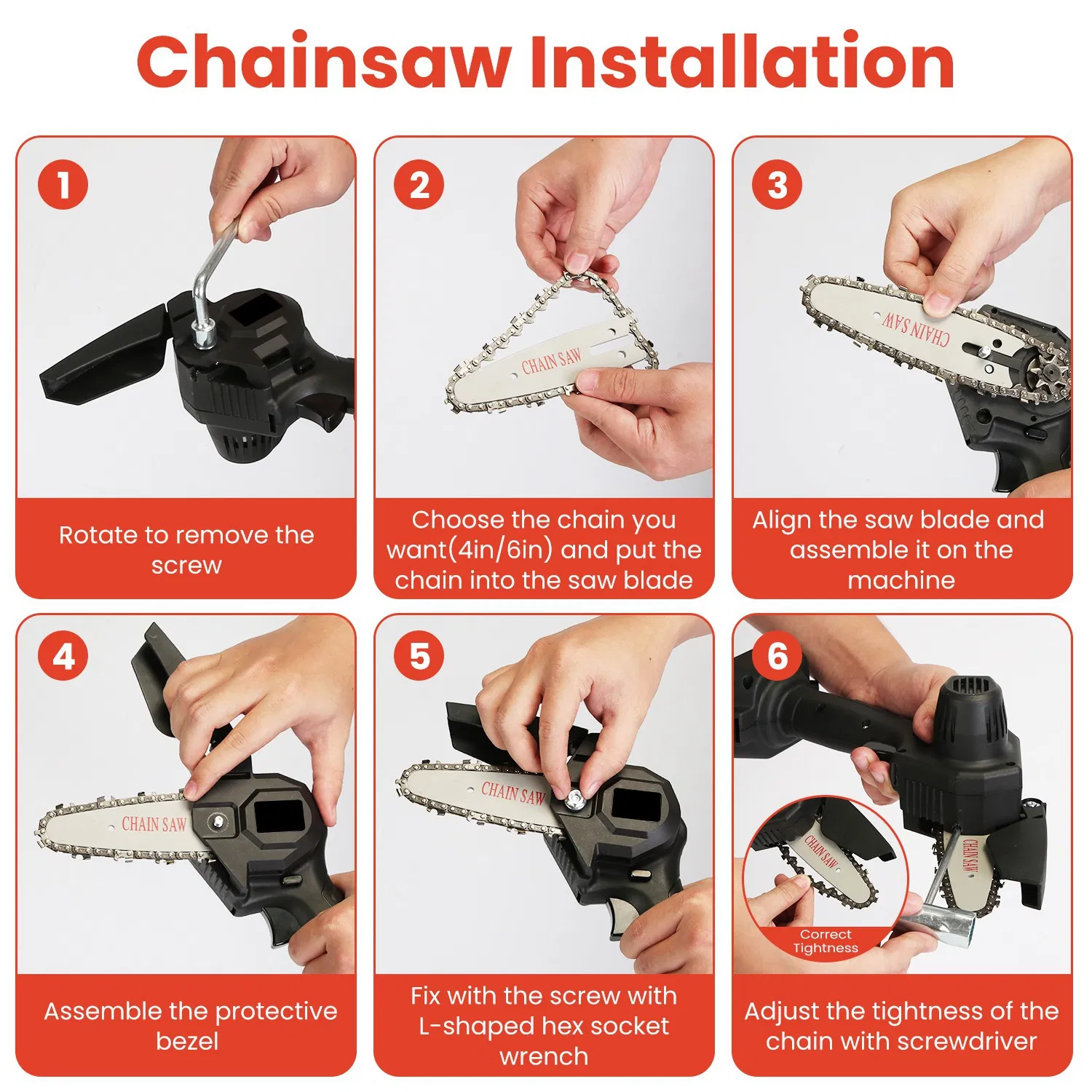 Cordless 3-in-1 Pole Saw/Mini Chainsaw/Grass Trimmer - 21V 1500mAh x2 Batteries, 4/6in Cutting Chain, 13in-75.2in Adjustable Length, Safety Switch + Gloves/Goggle for Yard Maintenance photo 8