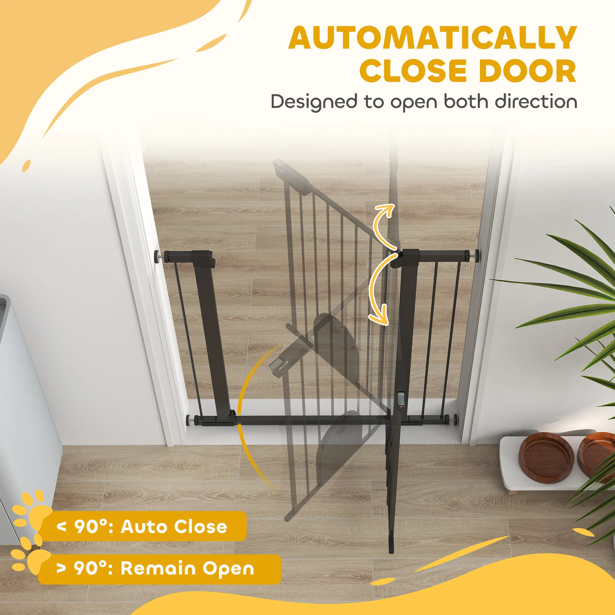 30"-41" Extra Wide Pet Gate Barrier with Small Door, 35"H Dog Gate with Safety Gate Barrier, Stair Pressure Fit, Black photo 5