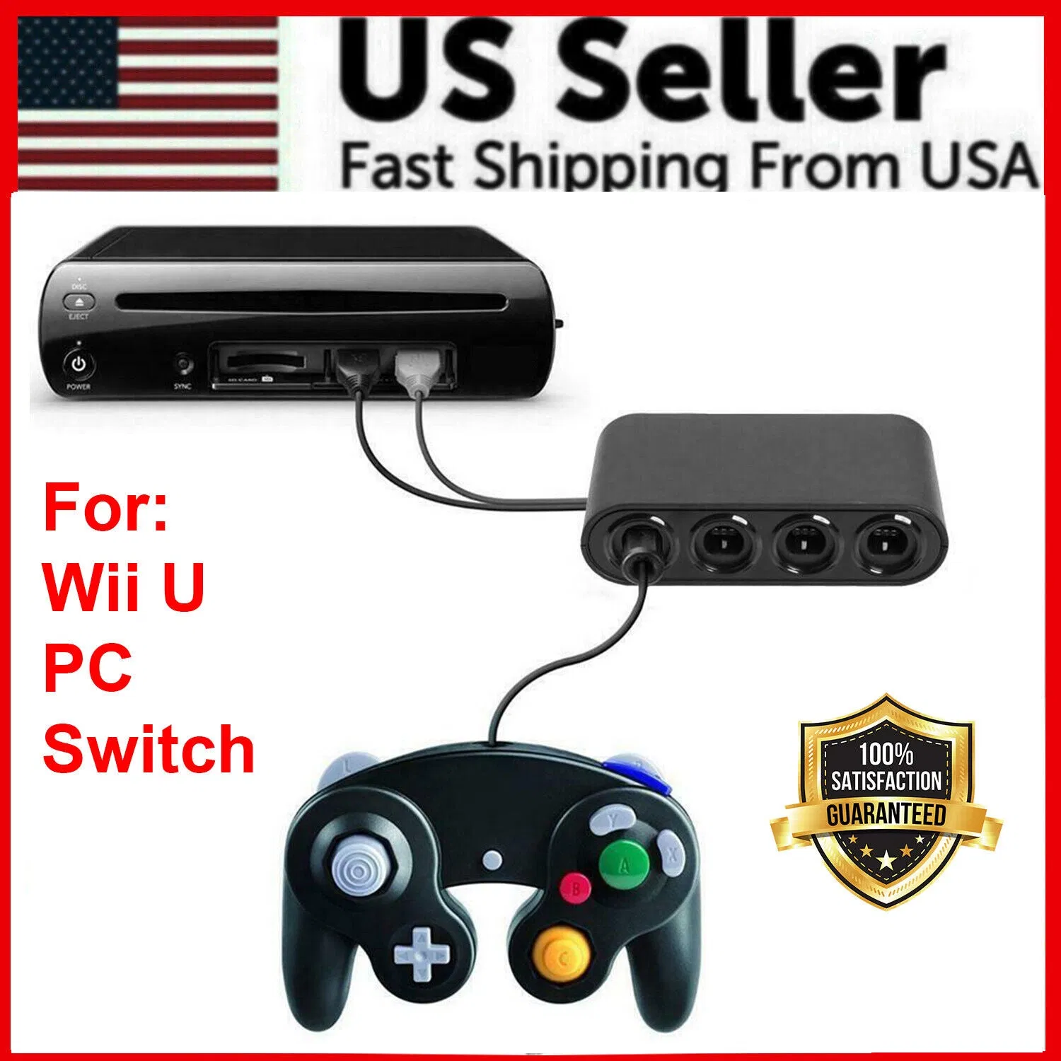GameCube Controller Adapter 4 Port For Nintendo Switch Wii U & PC USB NEW TURBO photo 2