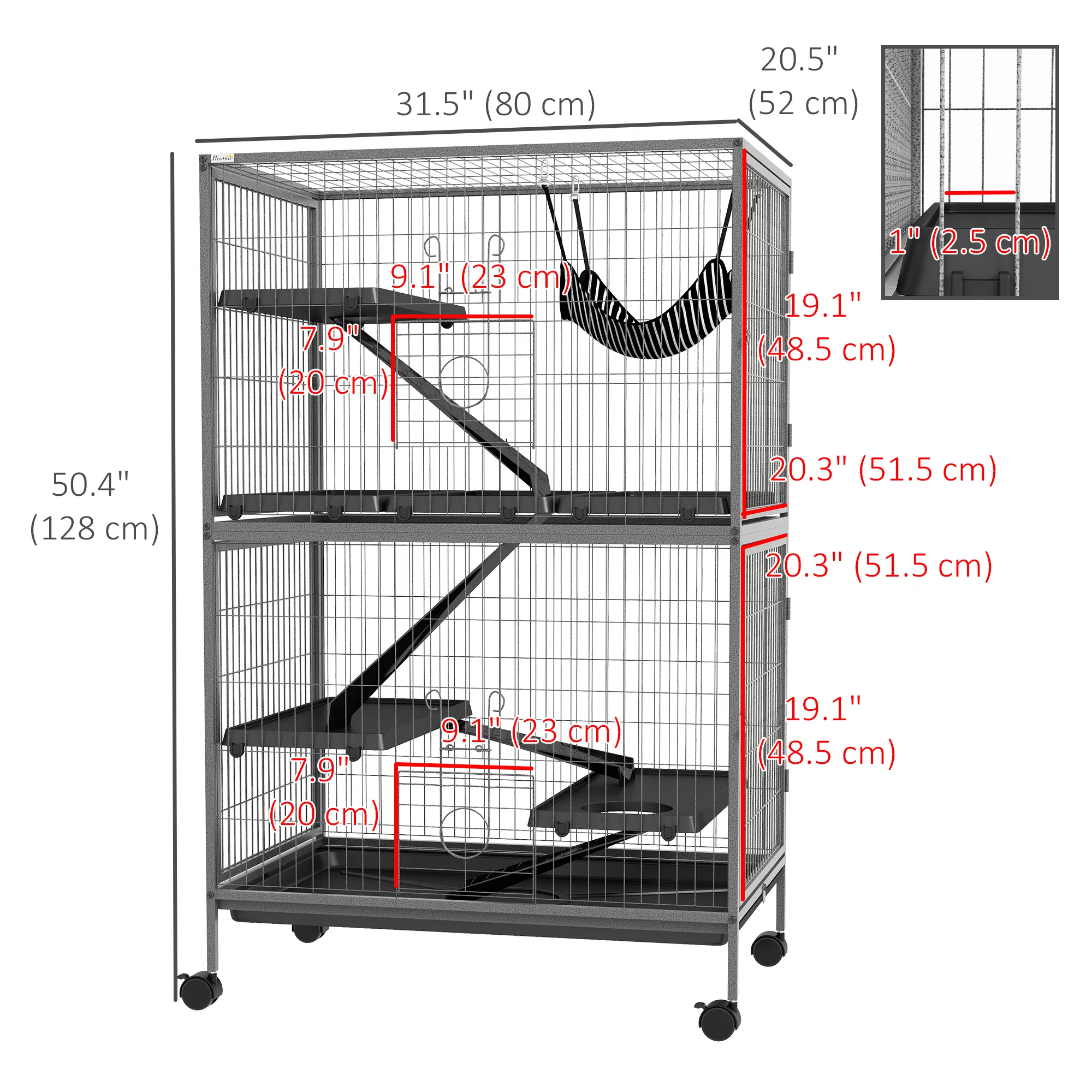 5-Tier Rolling Small Animal Cage, Deluxe Guinea Pig Cage, Ferret Cage for Mink Chinchilla Kitten Rabbit Grey photo 4