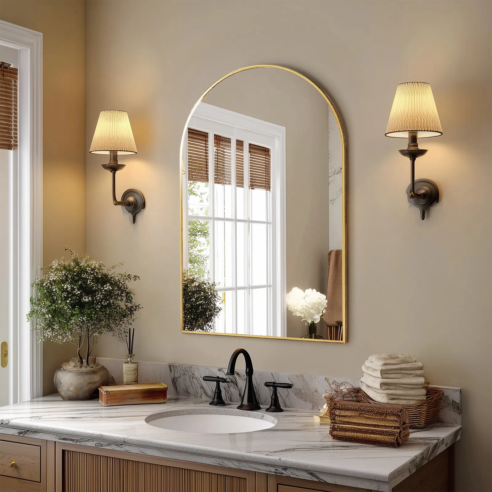 Bathroom Wall Mirror, Metal Frame Vanity Mirror for Bedroom, Entryway, Living Room photo 4