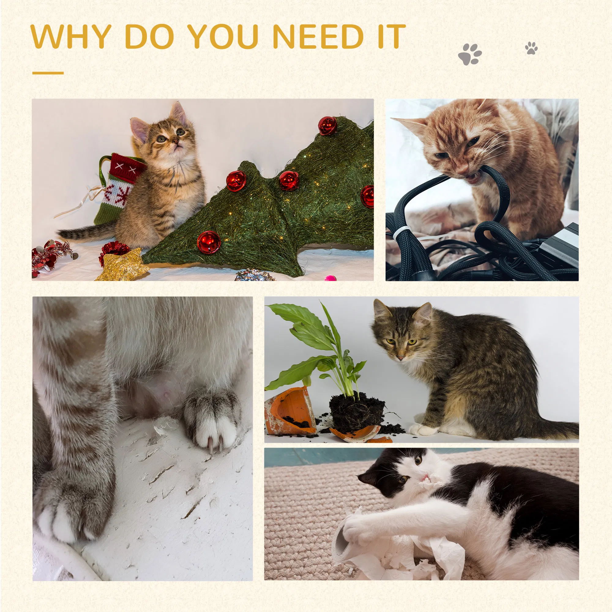 Cat Tree with Scratching Post, Toy Ball, Perch, Small Cat Tower for Indoor Cats - 16" x 16" x 19", Beige photo 5