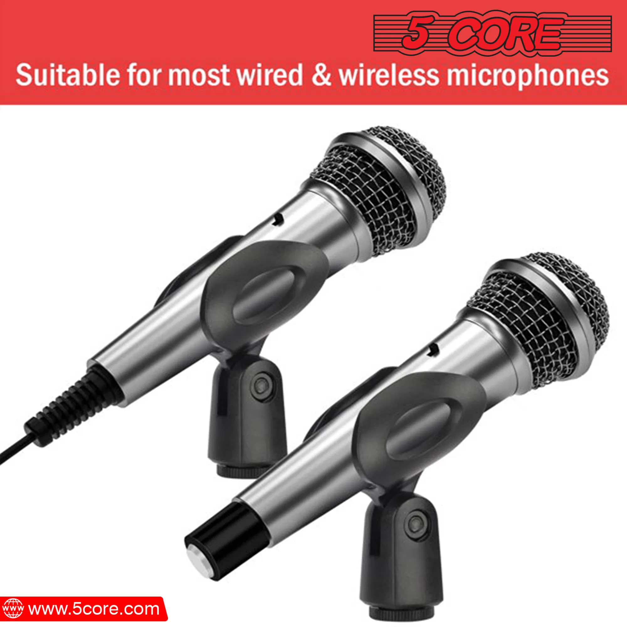 5 Core Microphone Clip Holder 2 Pieces with Screw Adapters 5/8 to 3/8 Inch photo 7