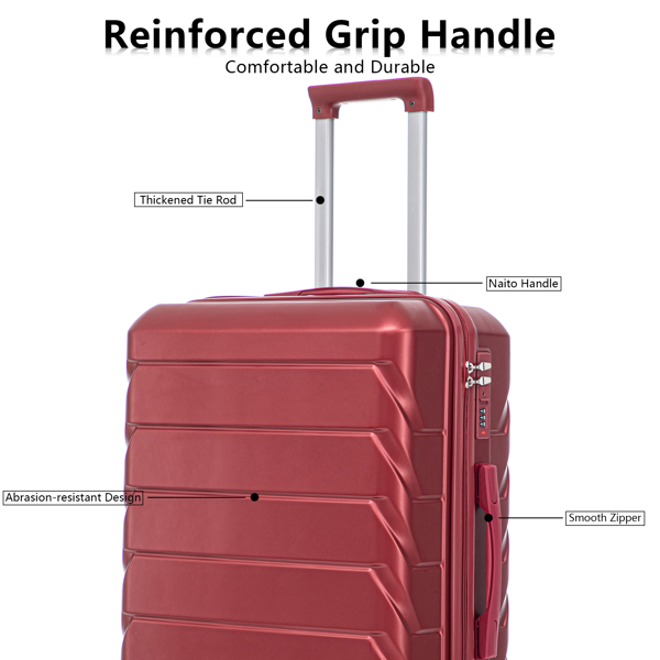 3 in 1 ABS&PC Trolley Box 20in 24in 28in Trolley Box Iron Tie Rod ABSPC Alloy Wine Red photo 4