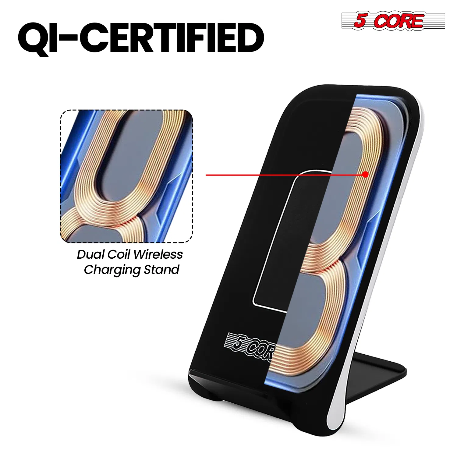 5 Core Wireless Charging Pad 15W Qi-Certified Max Fast Wire Less Phone Charger Glass Top Slim USB-C photo 3