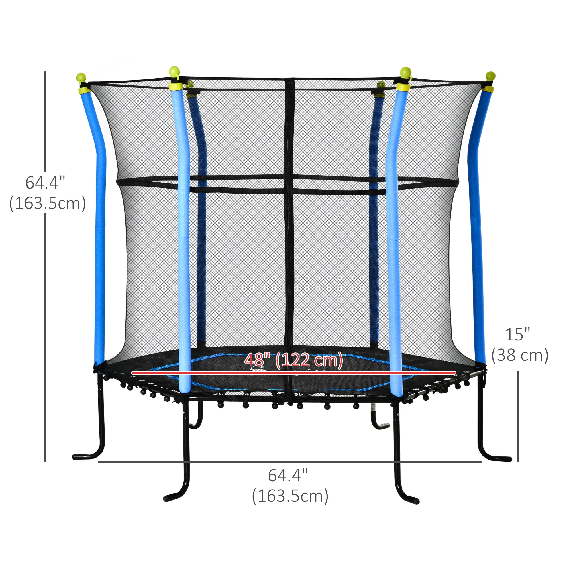 64" Kids Trampoline Mini Indoor/Outdoor Bouncer Jumper with Enclosure Net Elastic Thick Padded Pole Gift for Child Toddler Age 3-10 Years Old Blue photo 4