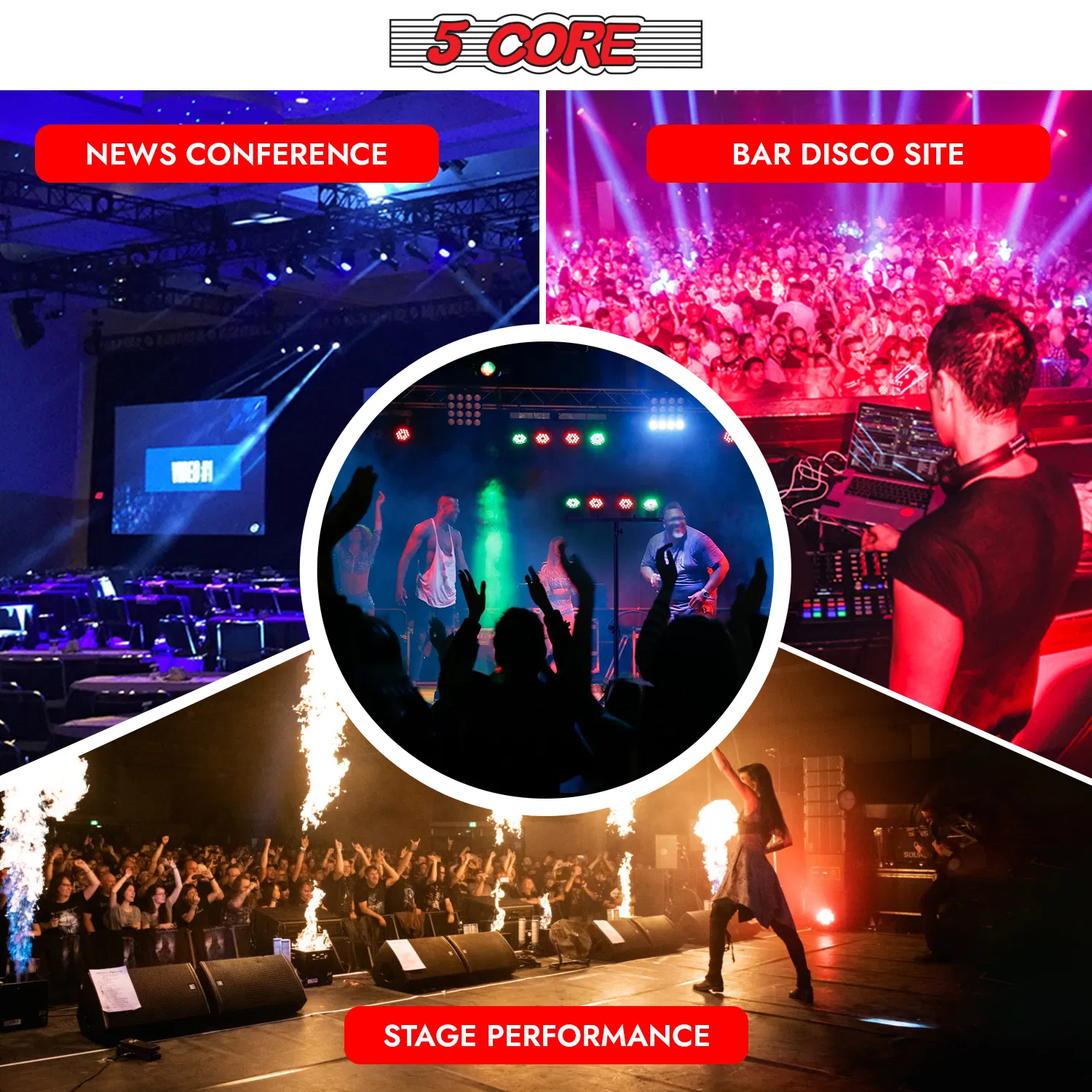 5Core DJ Light Stand Stage Lighting Truss System Hand Crank Up Portable Heavy Duty Height Adjustable 65.5 to 111 Inches T bar Mount for Can Lights Tall Lighting Tripod Floor LS 120 Crank photo 8