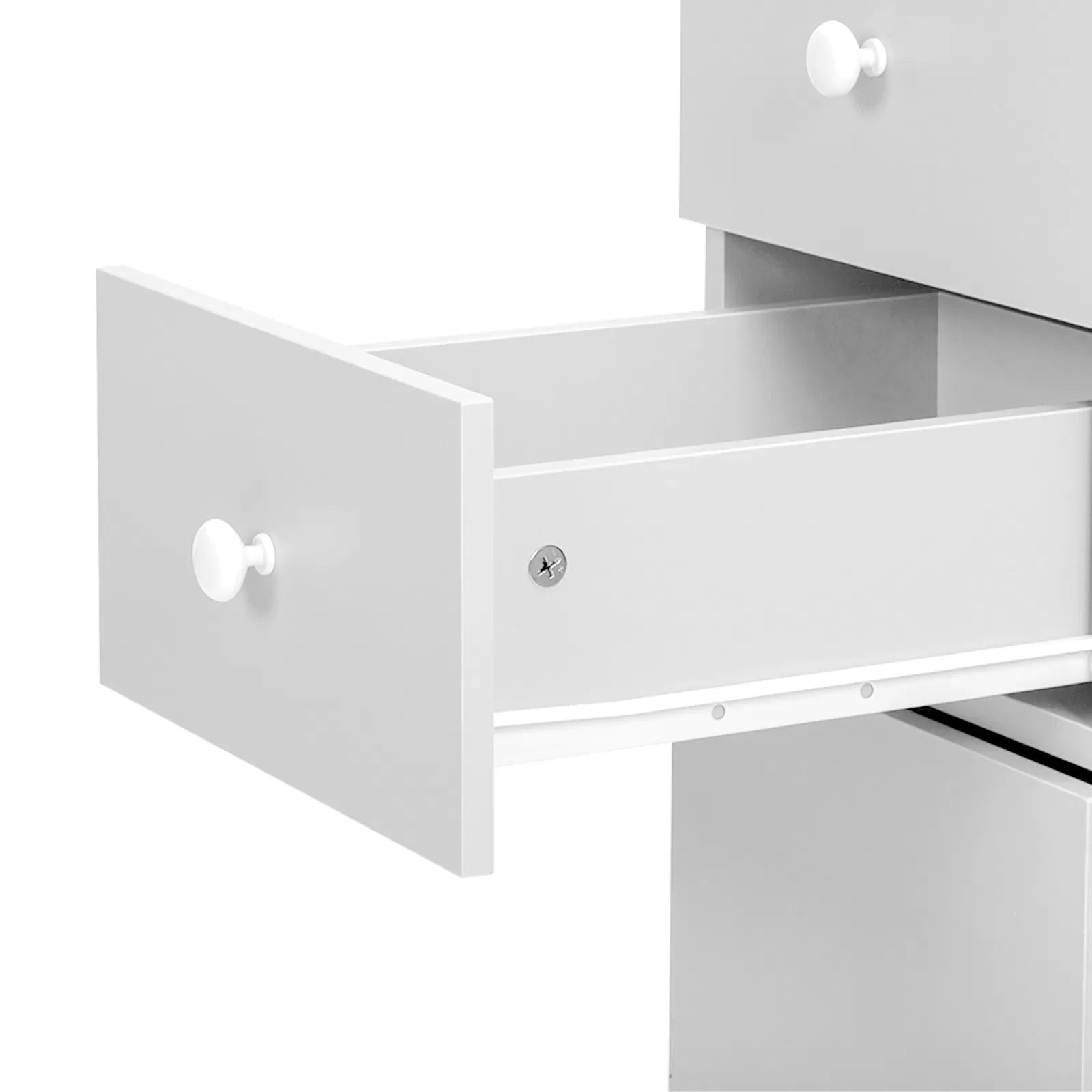 White MDF Folding Nail Desk with 2 Drawers, Cabinet Door & Storage Shelf photo 4