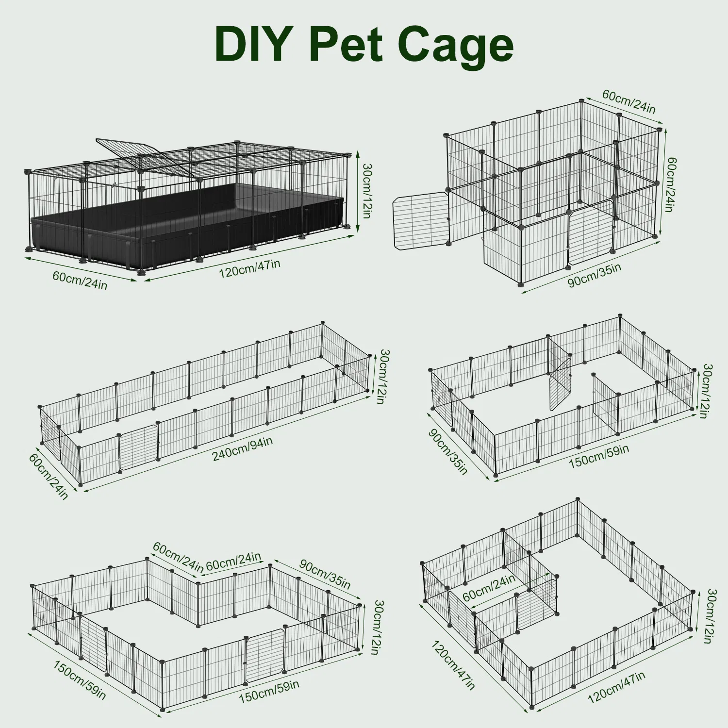 DIY Assemble Metal Small Pet Play Enclosure Multiple Layout Options,Small Animal Playpen DIY Metal Pet Enclosure with 20 Panels Waterproof Floor Mat for Hedgehogs Chickens Ducklings Rabbits photo 5