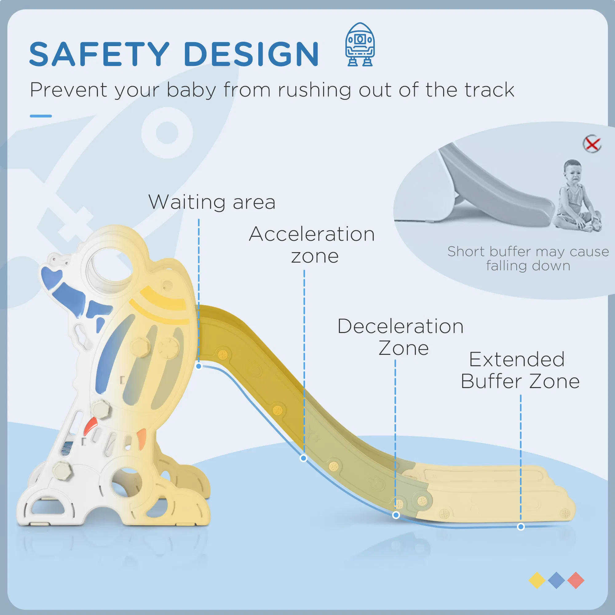 Toddler Slide Indoor for Kids 1.5-3 Years Old, Space Theme Climber Slide Playset, Blue photo 6