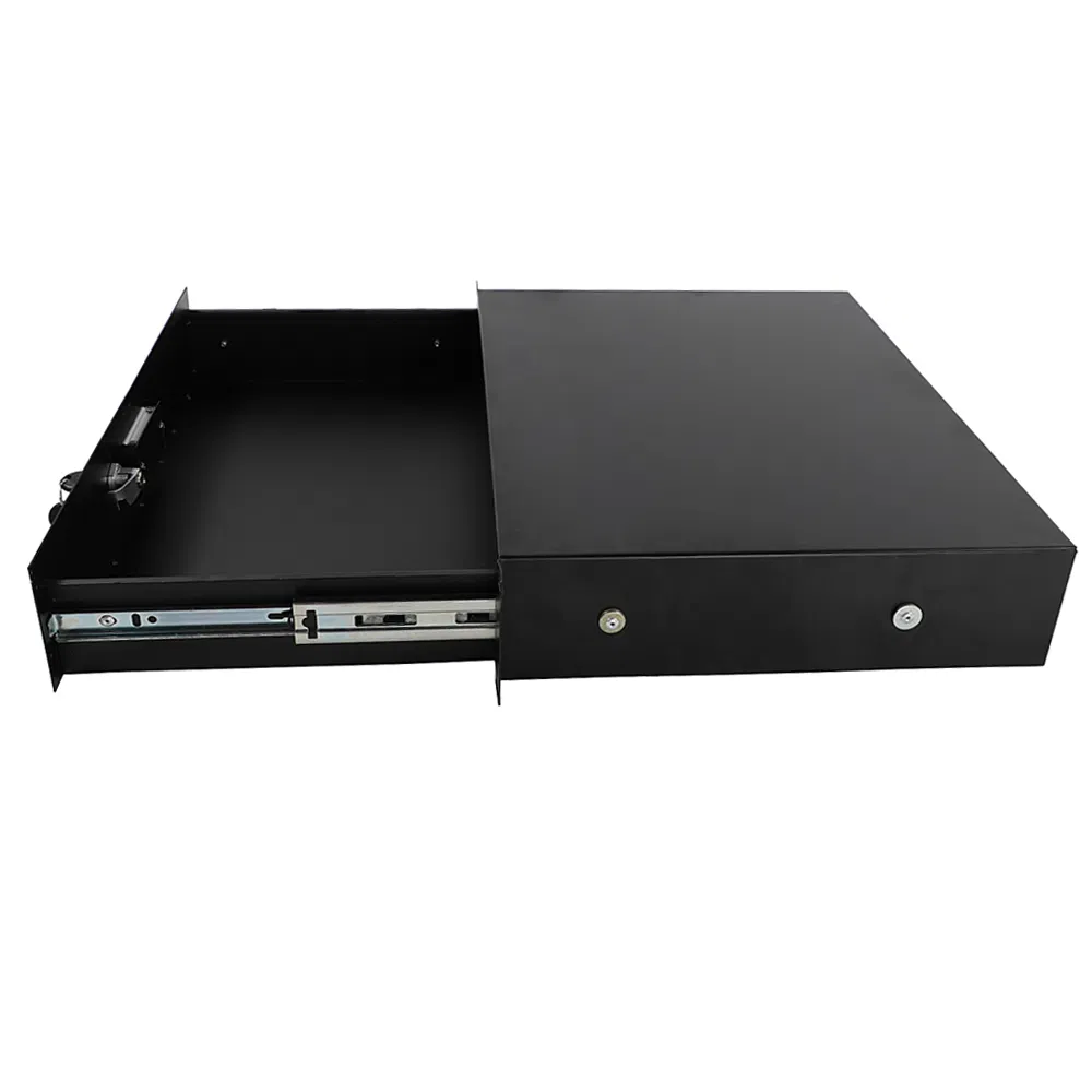 19" 2U Steel Plate DJ Drawer Equipment Cabinet with Keys Black photo 8