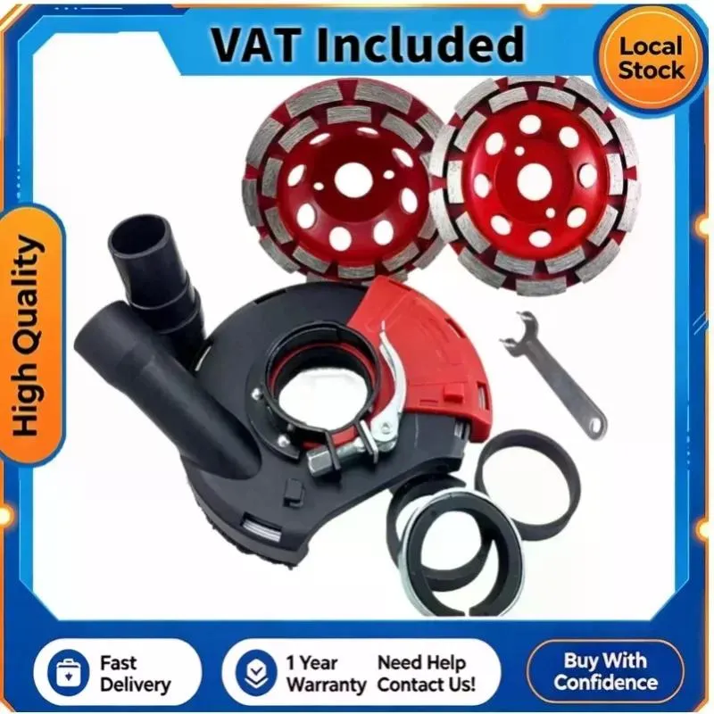 2x 125mm Premium Screed Concrete Diamond Grinding Disc + Dust Extraction Hood for Angle Grinder (Double-Row Diamond Segments, Dust-Free Operation, Multi-Scene Application) photo 2