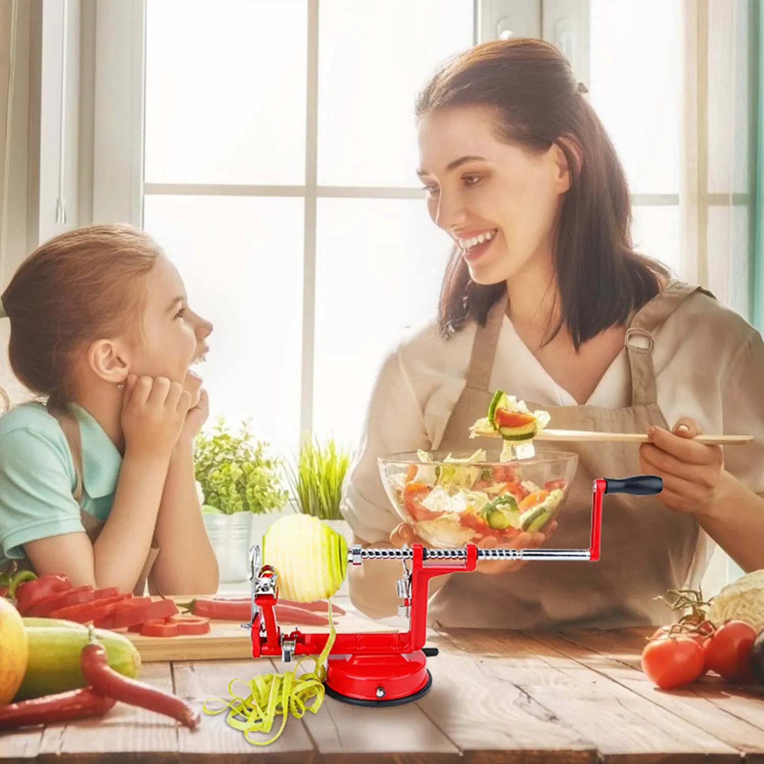 3In 1 Apple Peeler Manual Rotation Potato Fruit Core Slicer Kitchen Hand Cracking Corer photo 4