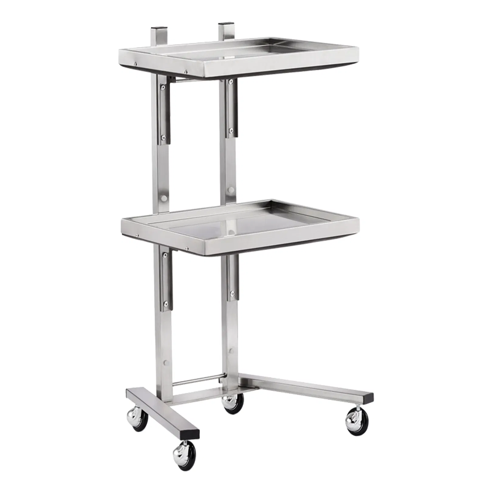 2 Tier Beauty Salon SPA Rolling Cart with Double Storage Tray Stainless Steel photo 2