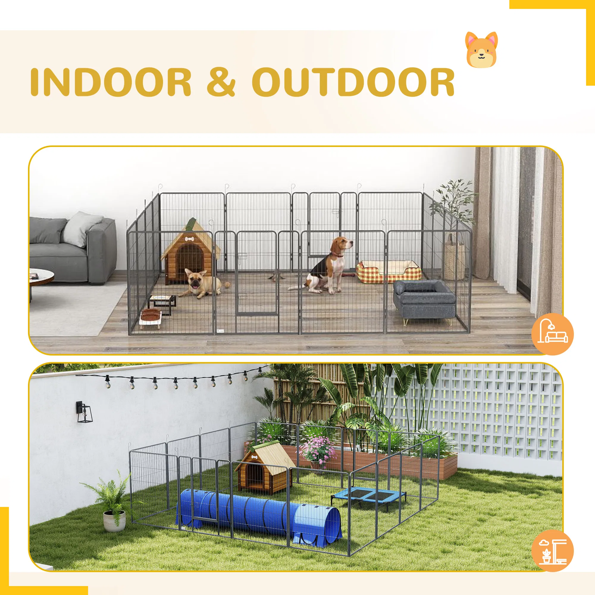 16 Panel 39" Height Heavy Duty Dog Playpen for Small Medium Large Dogs, Grey photo 3