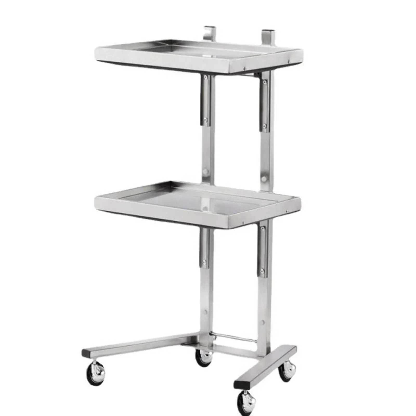 2 Tier Beauty Salon SPA Rolling Cart with Double Storage Tray Stainless Steel photo 6
