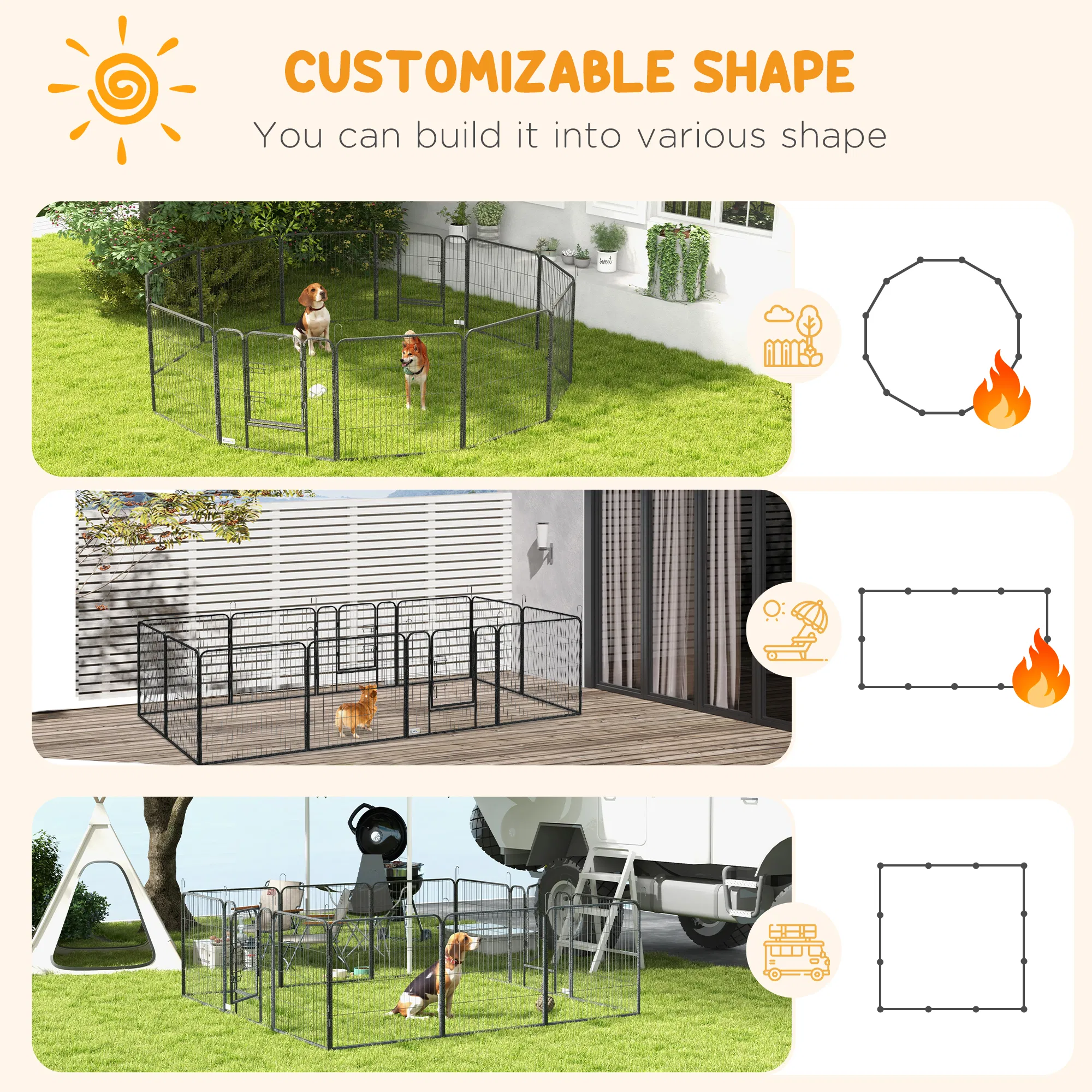 Dog Pen with Gate, 12 Panels Puppy Playpen, Dog Fence, 31.5"H photo 5