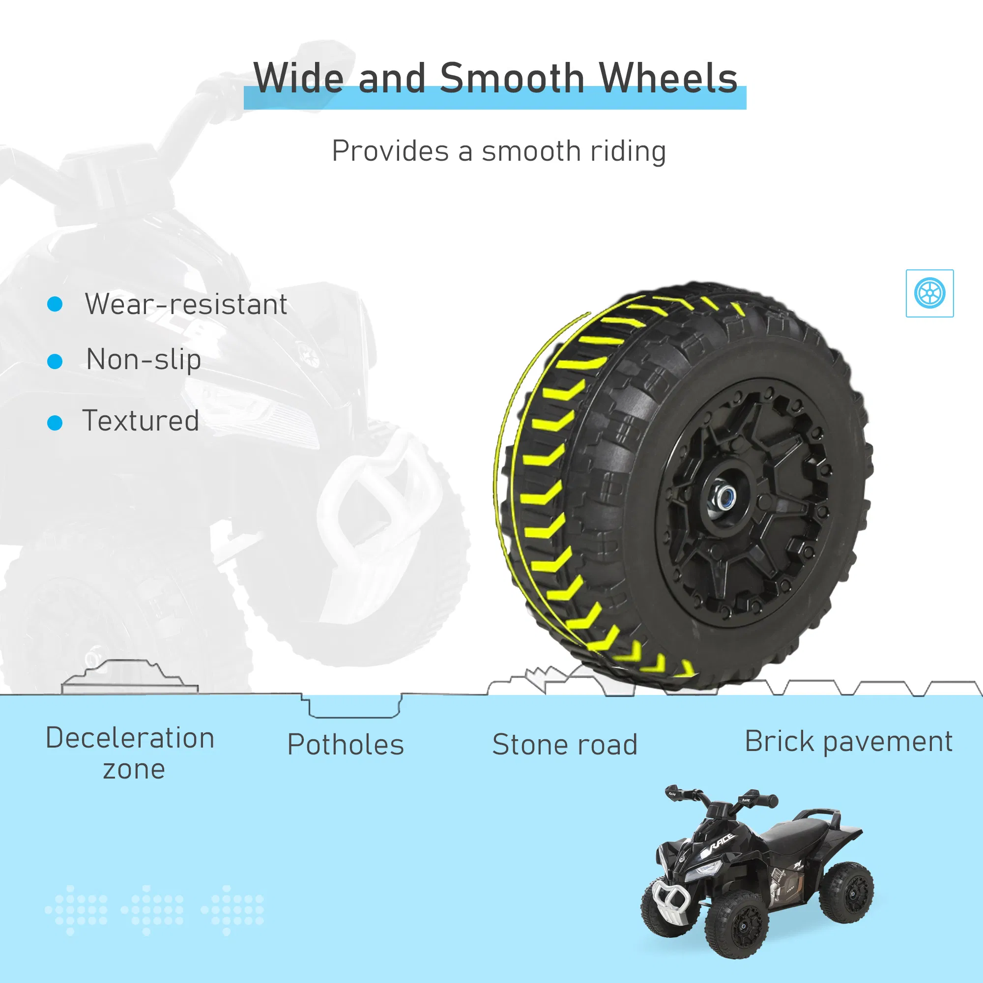No Power 4 Wheels Ride on Toy for Kids, Foot To Floor Slider Toddler Ride-on Car with Music, Lightening, for 18-36 Months Black photo 2