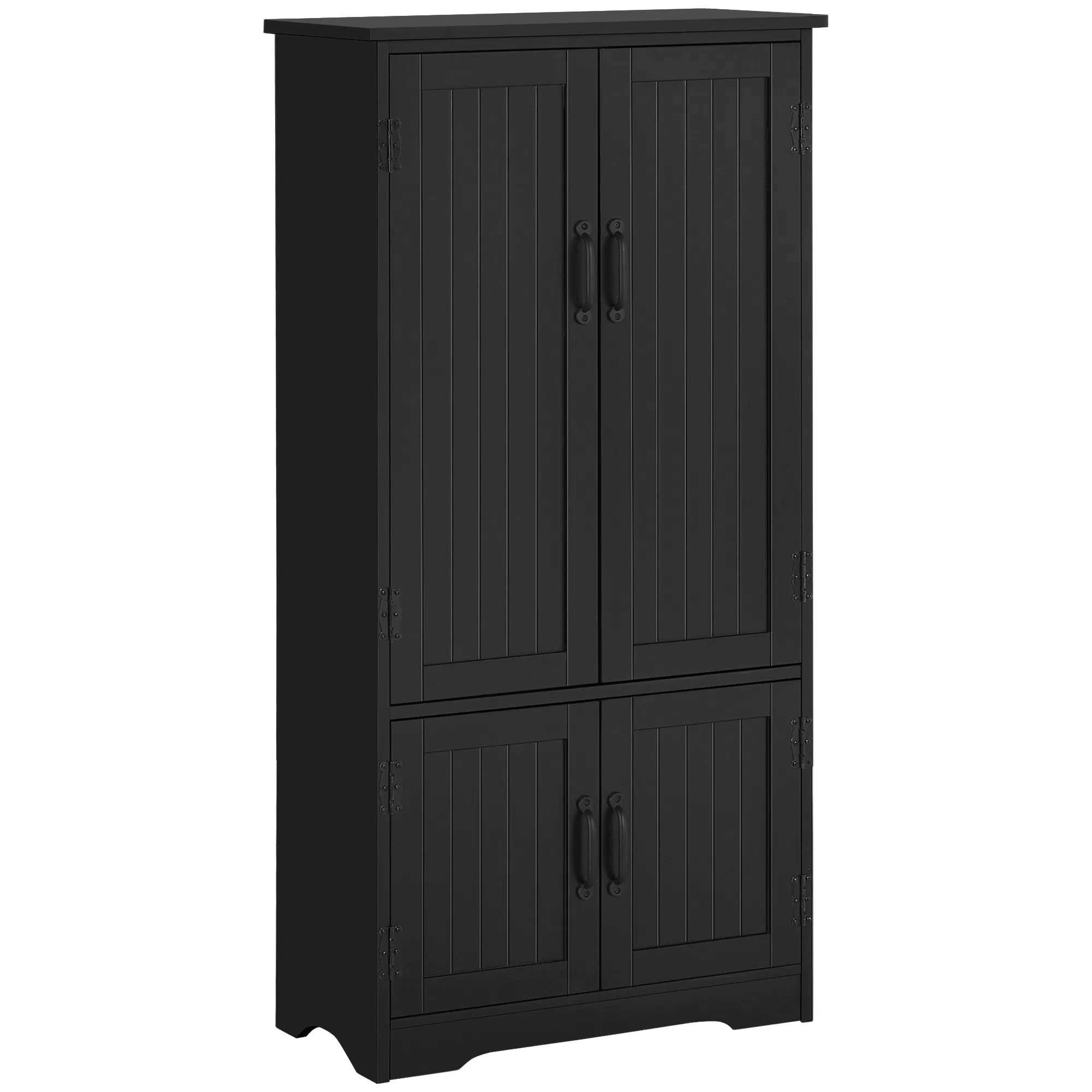 48" 4-Door Storage Cabinet Multi-Storey Large Space Pantry with Adjustable Shelves Black photo 1
