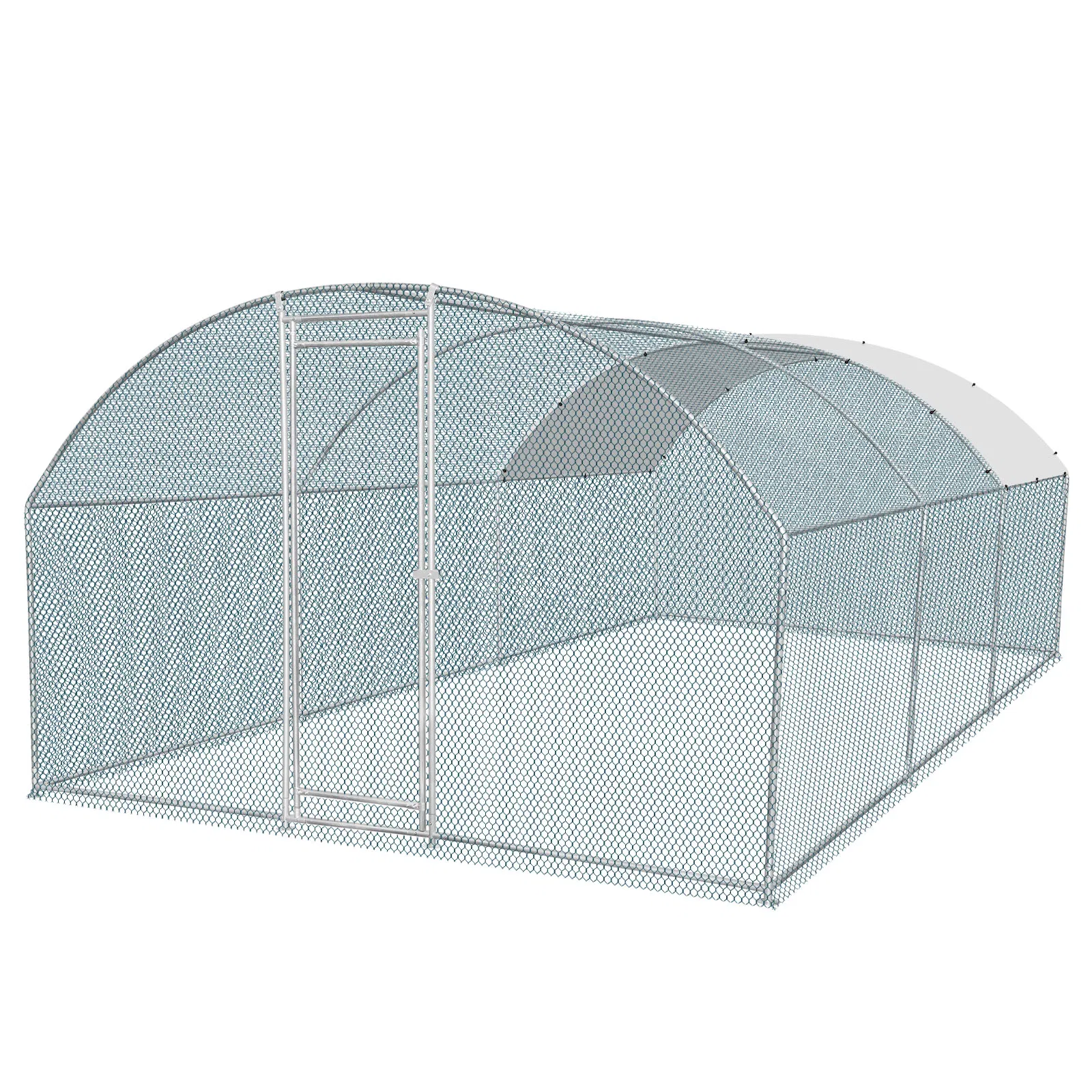 19.7x9.8x6.5ft Large Metal Chicken Coop with Run, Walk-in Poultry Cage with Waterproof Cover & Arc Roof, Heavy-Duty Galvanized Steel Ducks Rabbits Habitat Cage photo 8