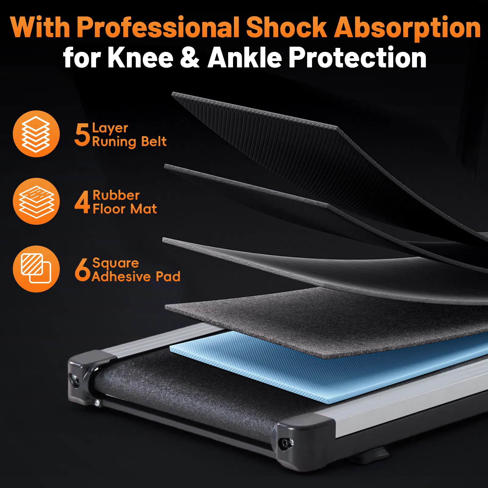 Compact Armless Treadmill, Quiet Under Desk Walking Pad, 200 Lbs Capacity 3 in 1 Portable Walking Treadmill photo 4