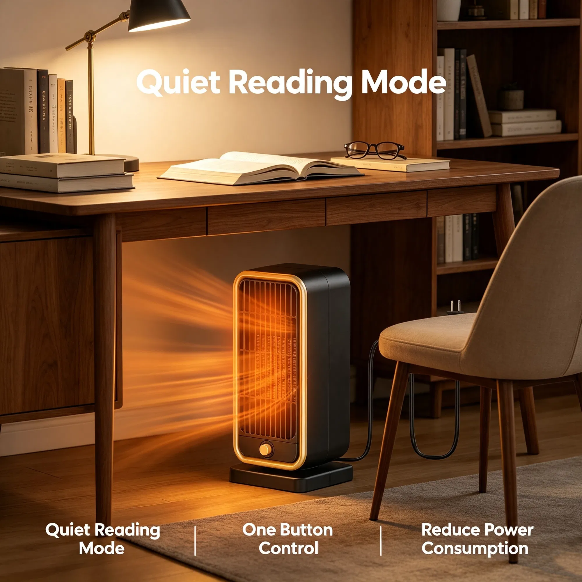 Indoor Portable Ceramic Space Heater, PTC Heating Tech, Overheat & Tip-Over Auto Shut-Off, Lightweight Desktop Heater for Home, Bedroom and Office Spaces photo 3