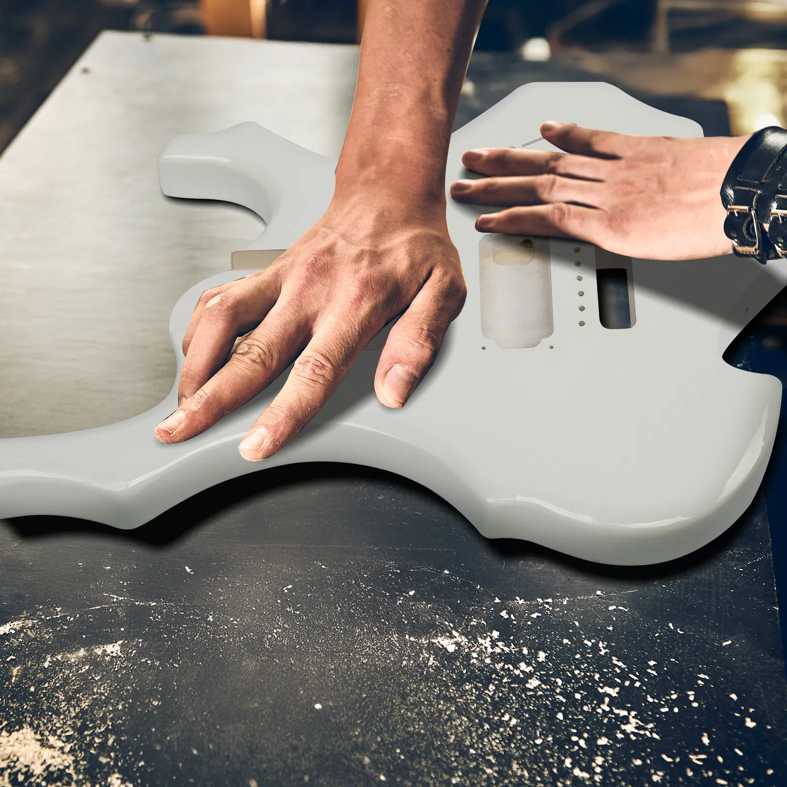 DIY 6 String Flame Shaped Style HSH Electric Guitar Kits with Mahogany Body, Maple Neck and Accessories White photo 8