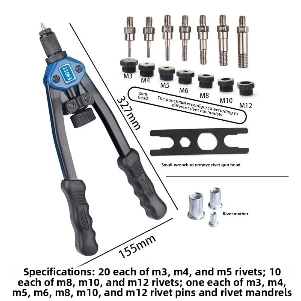 Rivet Nut Pliers Threaded Studs Pliers Set with Steel Rivet Nuts M5 M6 M8 M10 M12 photo 4