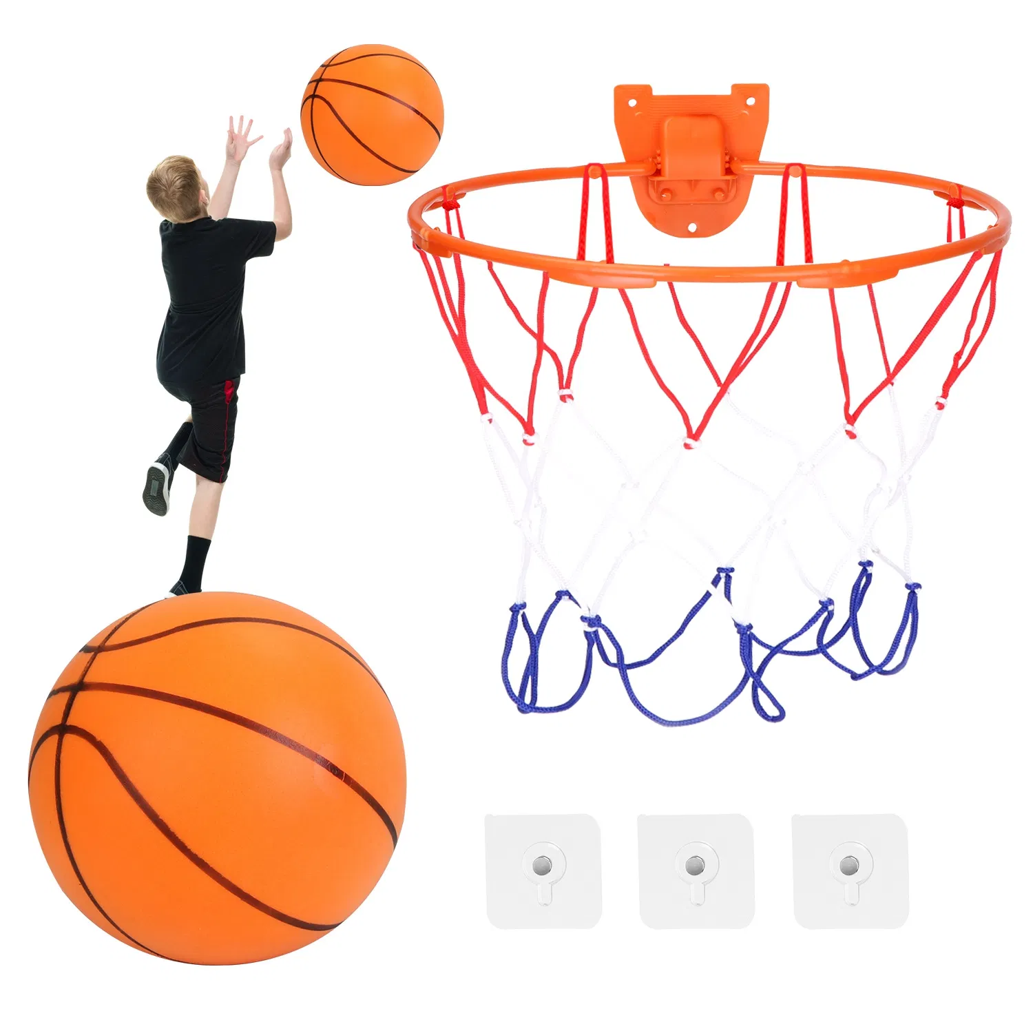Silent Basketball with Ball Hoop Foam Bouncing Silent Basketball Uncoated High Density Foam Ball Indoor Low Noise Training Ball photo 1