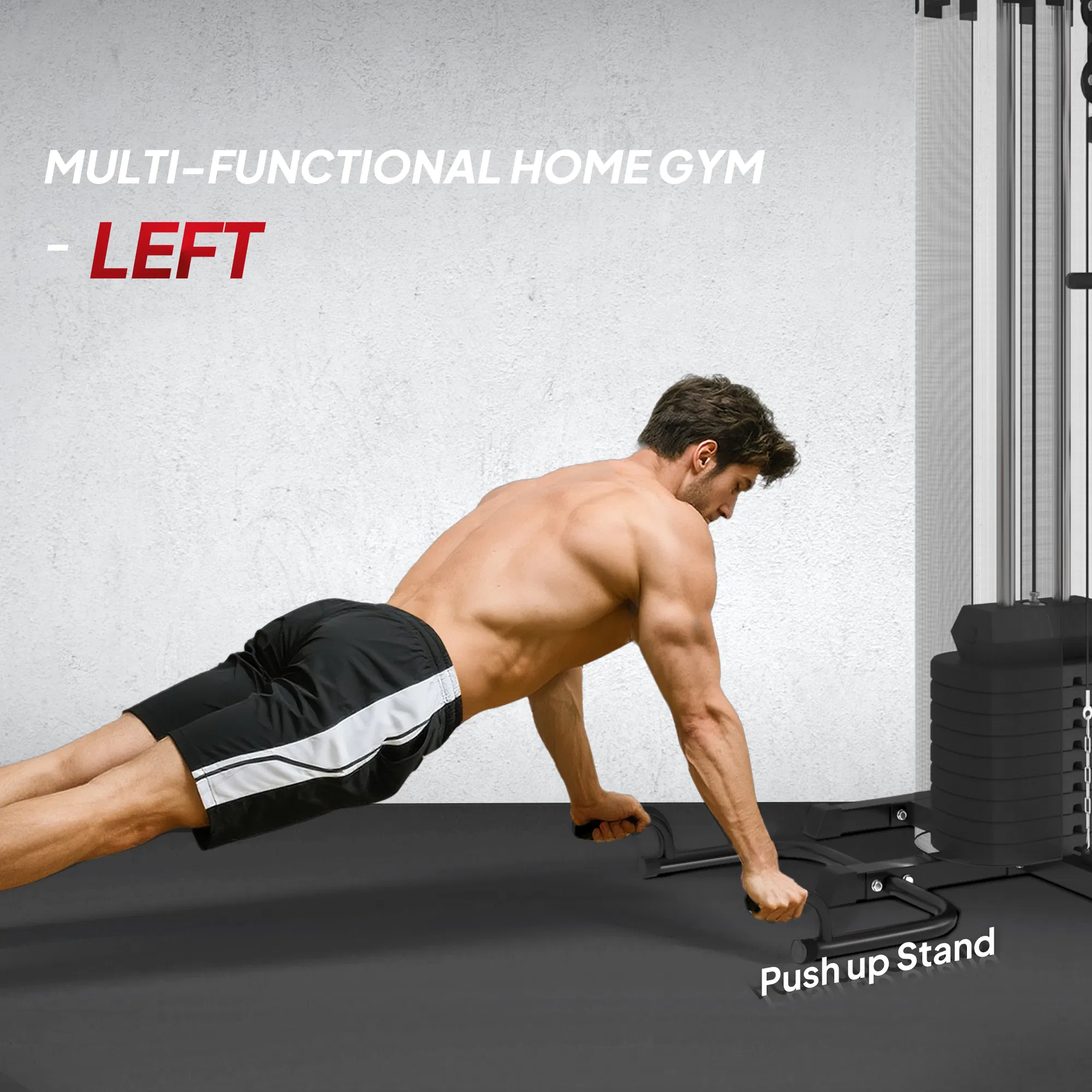 Multi Home Gym Equipment, Workout Station with Sit up Bench, Push up Stand, Dip Station, 99lbs Weights photo 2