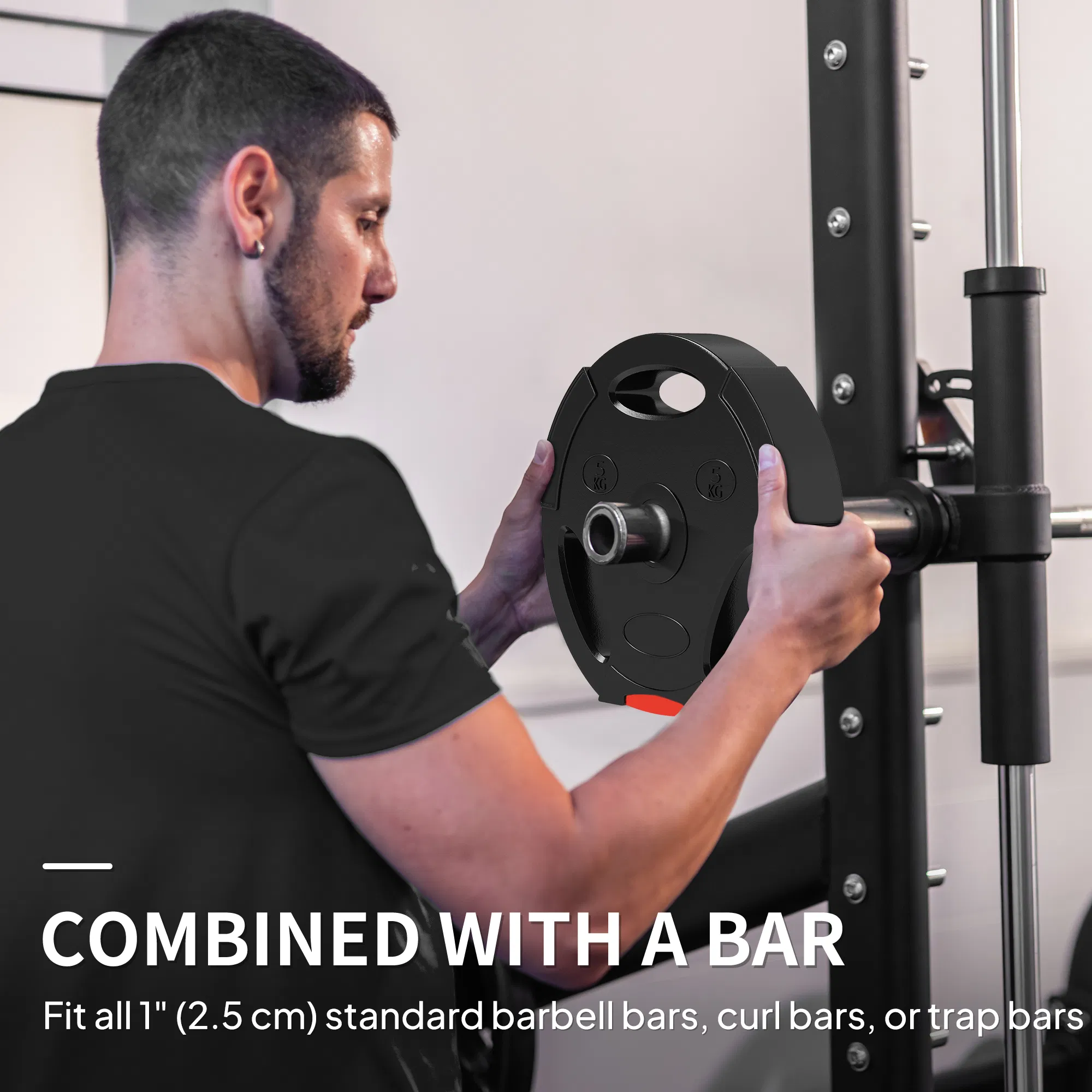 1-Inch Weight Plates, Barbell Weights Set for Weightlifting and Strength Training, 2 x 22lbs + 2 x 11lbs photo 3