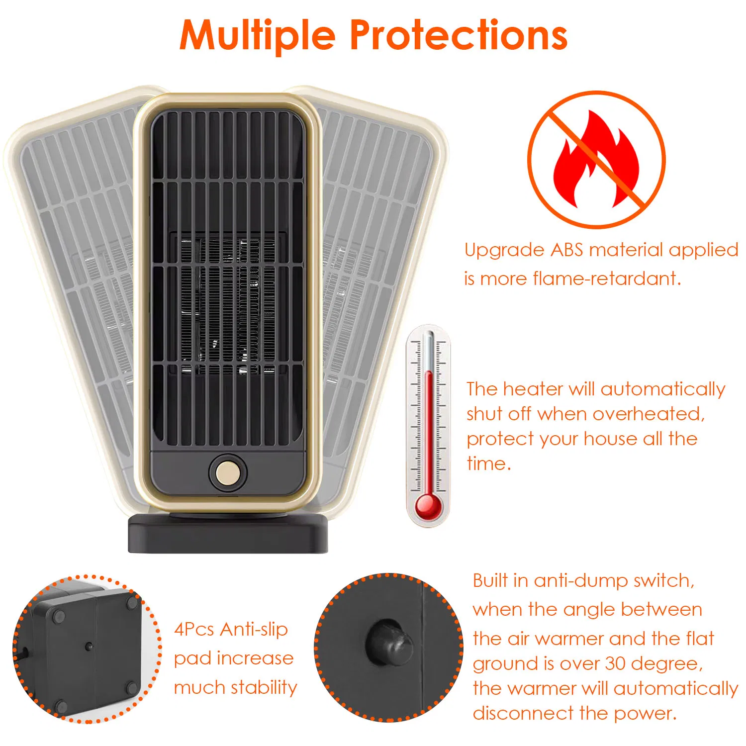 Indoor Portable Ceramic Space Heater, PTC Heating Tech, Overheat & Tip-Over Auto Shut-Off, Lightweight Desktop Heater for Home, Bedroom and Office Spaces photo 4