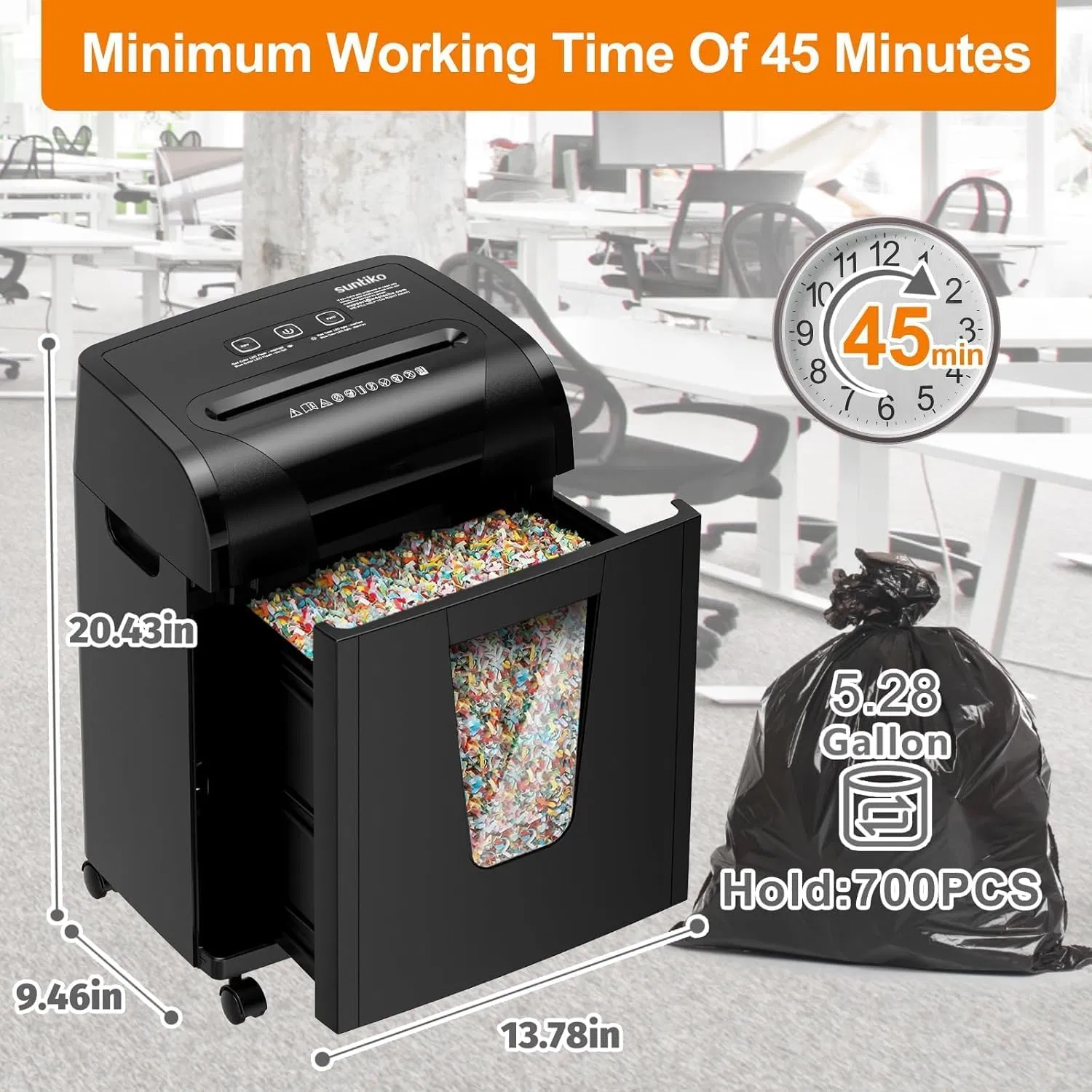 Paper Shredder, 18-Sheet Cross Cut Level P-4, Shred Paper/Credit Card/CD, with Large Pull Out Bin, Add Auto Jam Proof System Shredder for Home&Office(Shipment from FBA) photo 7
